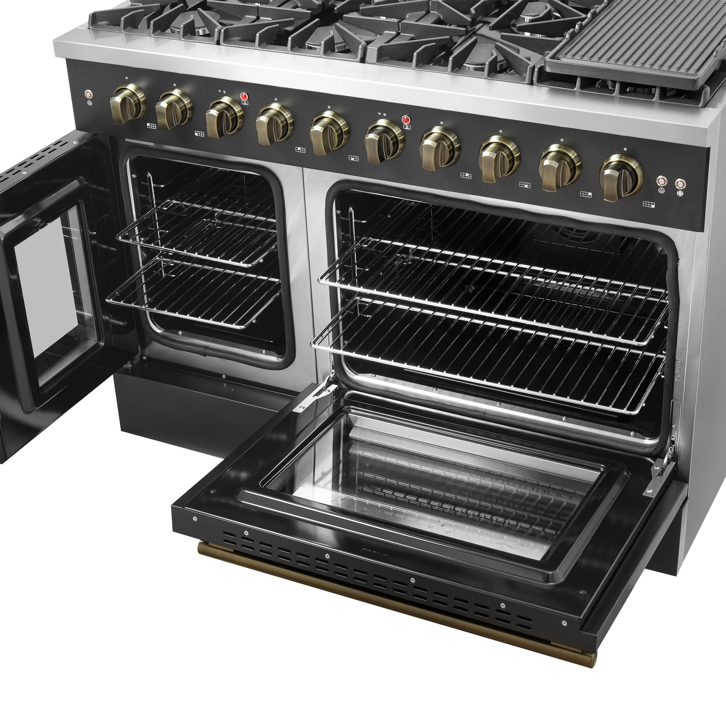 Forno Galiano 48" Freestanding French Door Gas Range in Black - Image 11