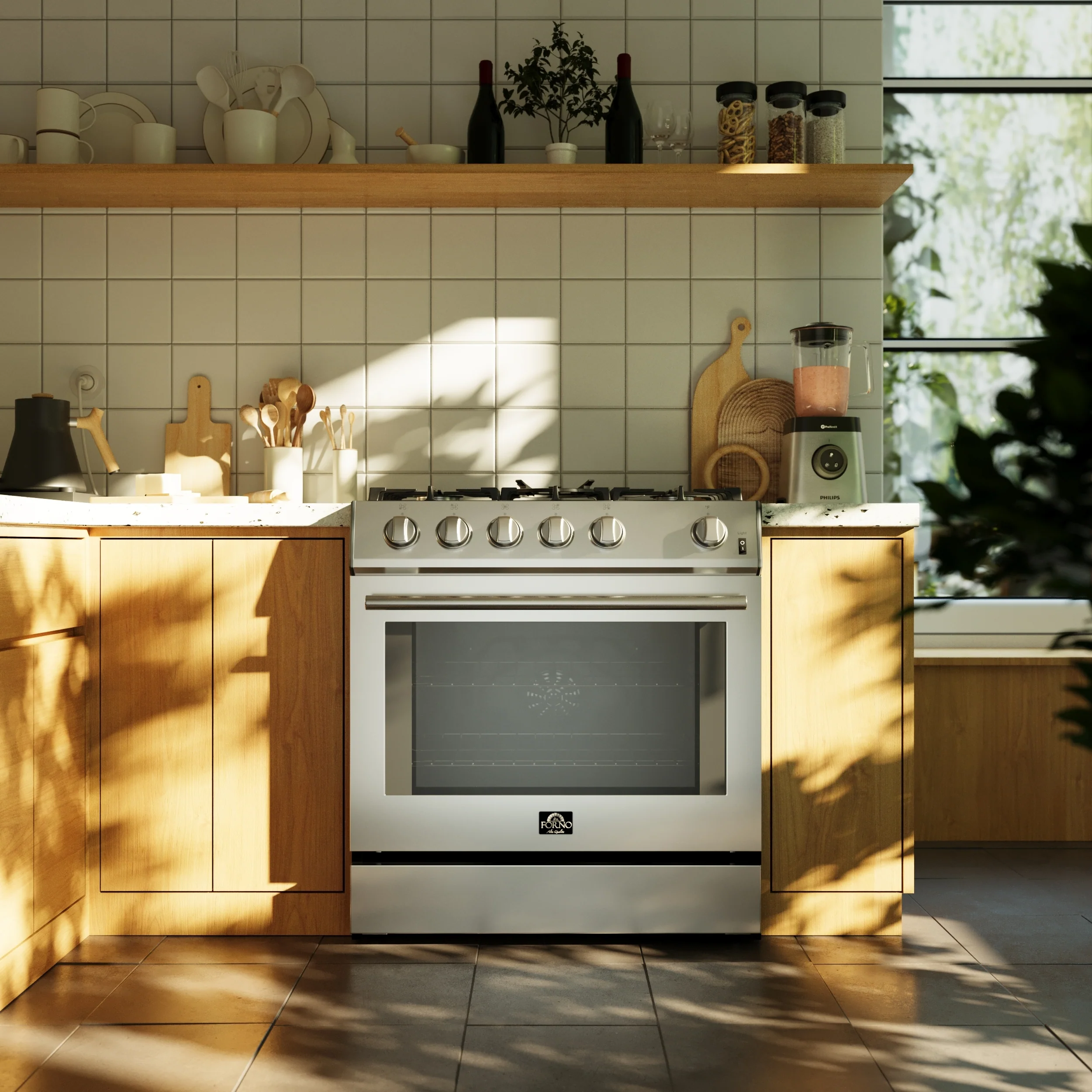Forno Leonardo 30-Inch Stainless Steel Gas Range, 5 Sealed Burners (Totaling 39,500 BTU), 5 cu.ft. Convection Oven, Continuous Cast Iron Grates, Black Enamel Interior, Auto Re-Ignition, LP Conversion Kit Included - Image 12