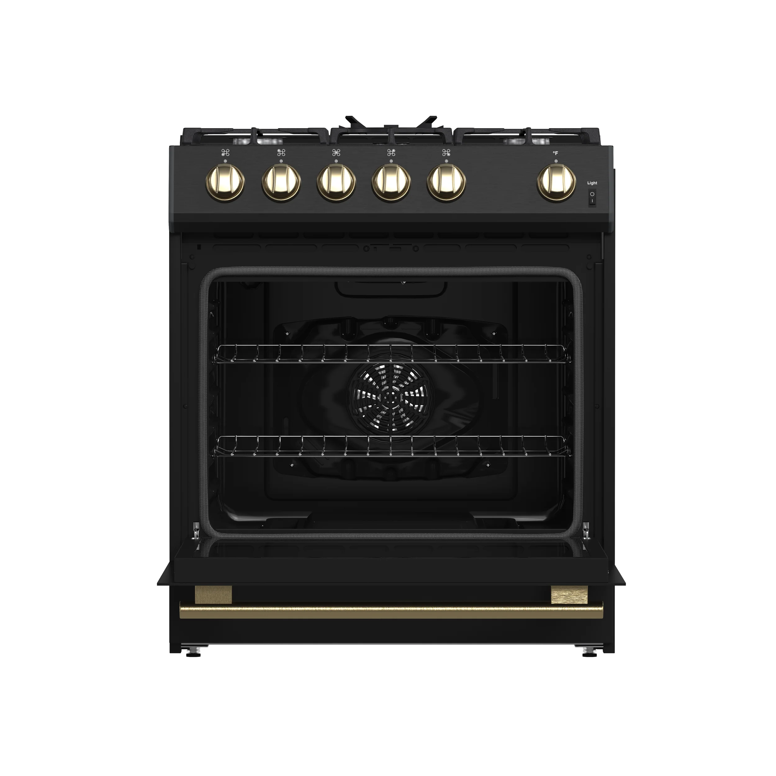 Forno Leonardo Espresso 30-Inch Black Gas Range, 5 Burners, 39,500 BTU, 5 cu.ft Convection Oven - Image 2