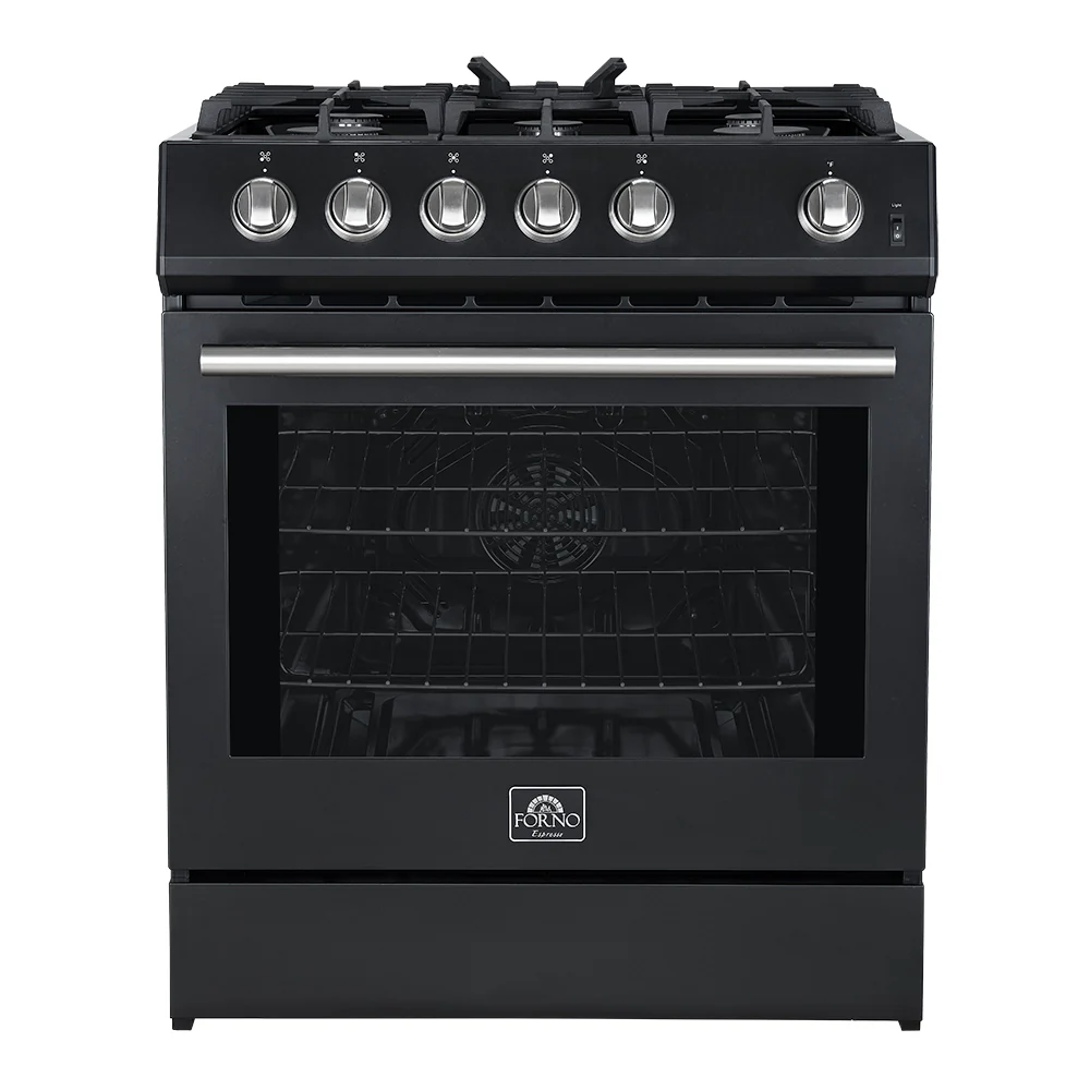 Forno Leonardo Espresso 30-Inch Black Gas Range, 5 Burners, 39,500 BTU, 5 cu.ft Convection Oven - Image 5