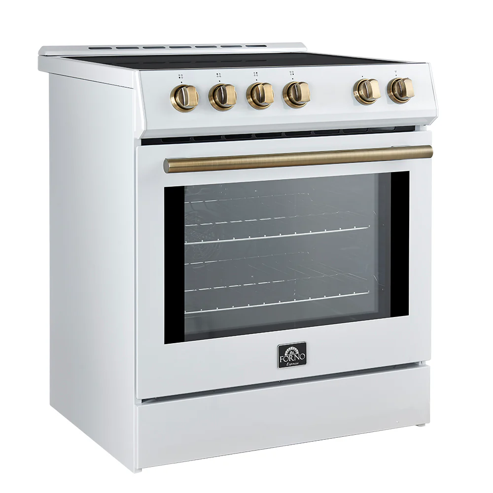 Forno Leonardo Espresso 30-Inch Slide-In White Induction Range, Convection Oven, 5 Cooking Zones, Touch Control Panel - Image 3