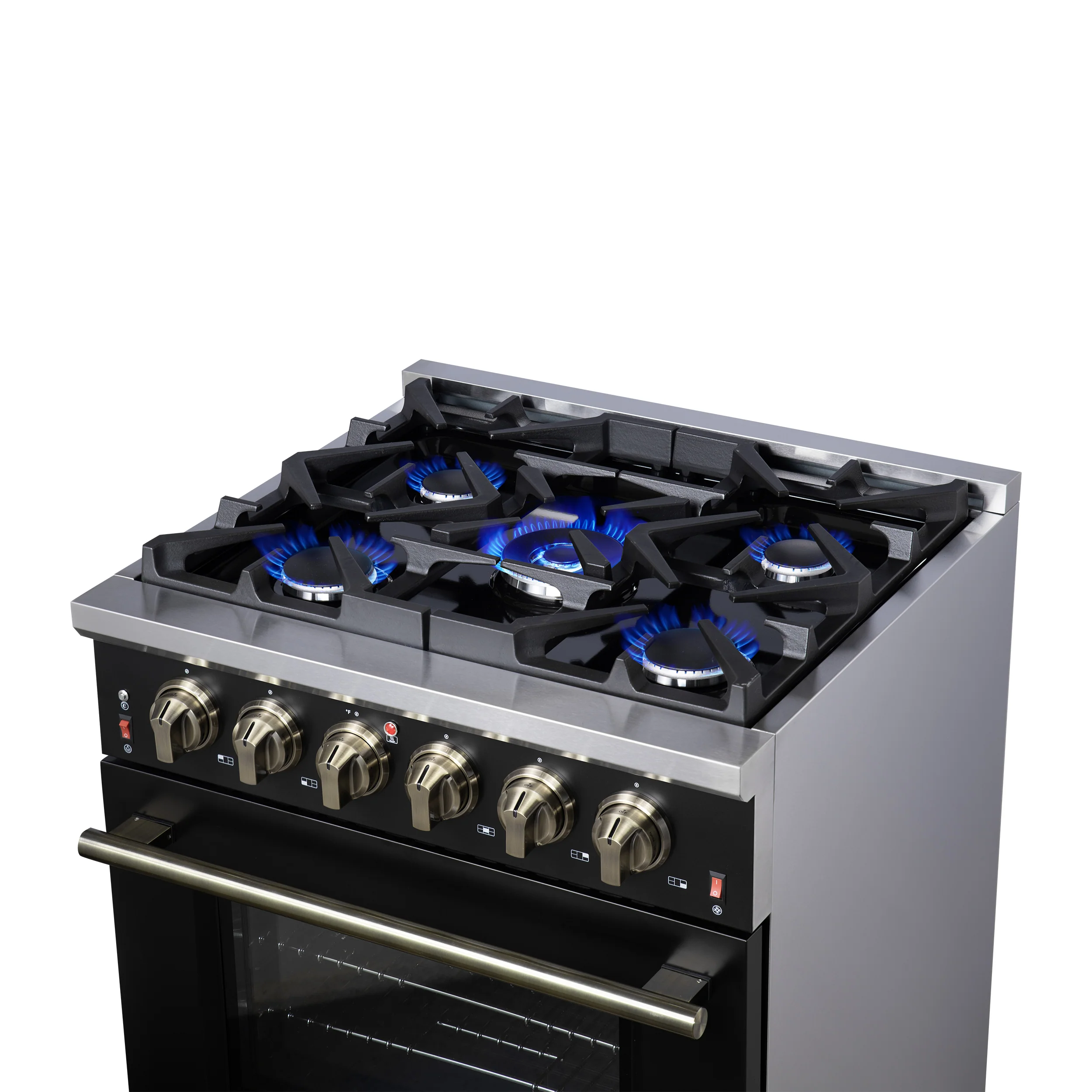 Forno Massimo 30-Inch Black Freestanding Gas Range, 5 Burners, True Convection Oven - Image 13