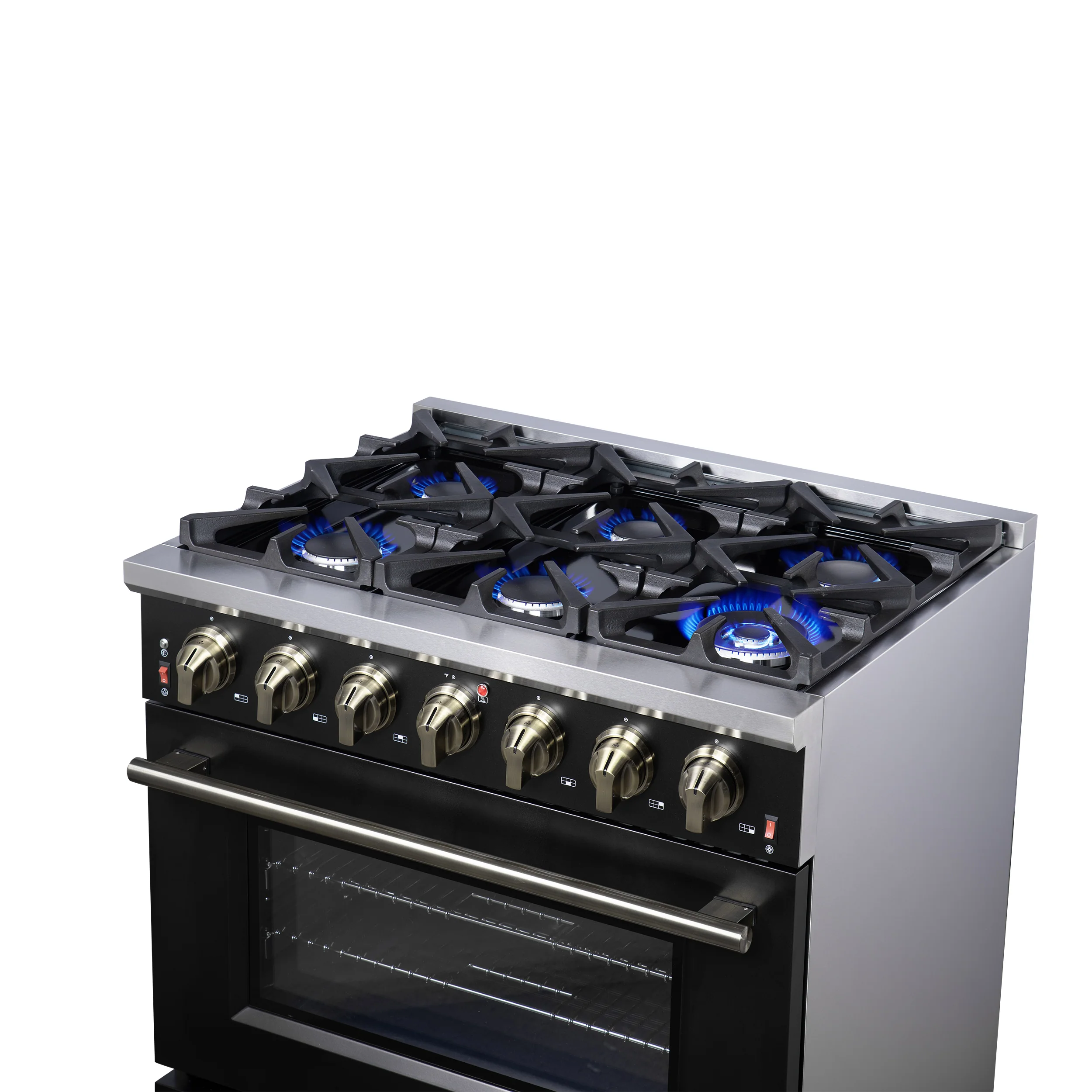Forno Massimo 36-Inch Black Freestanding Gas Range, 6 Sealed Burners, Convection Oven, Energy Efficient - Image 13