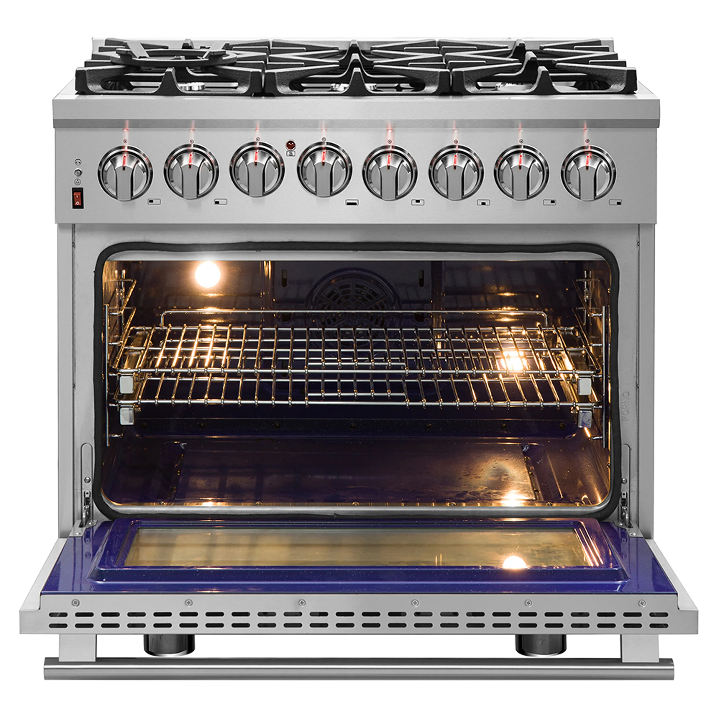 Forno Massimo 36-Inch Freestanding Dual Fuel Range, 6 Burners, Double Convection Ovens - Image 4
