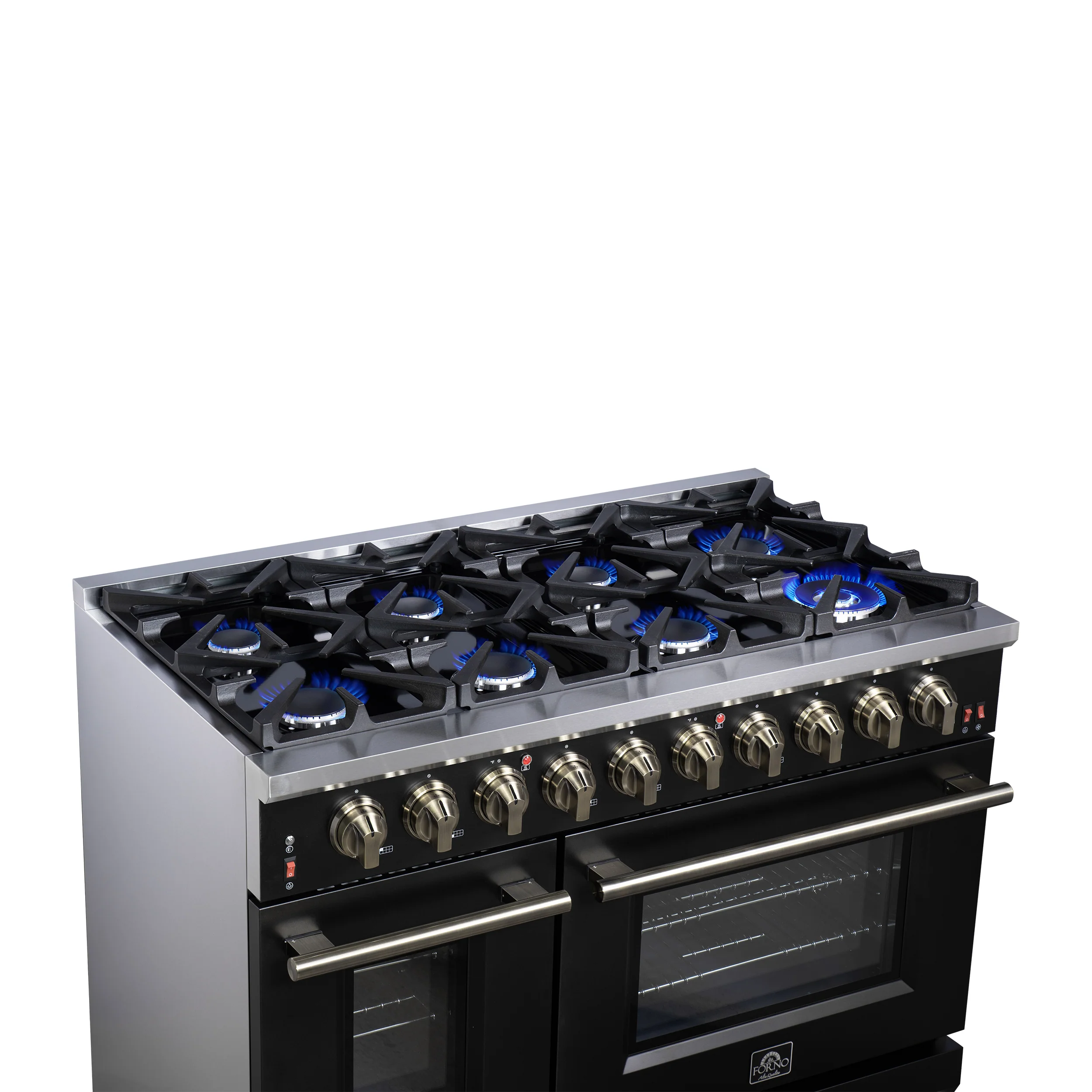 Forno Massimo 48-Inch Black Freestanding Gas Range, 8 Burners, True Convection Oven - Image 12
