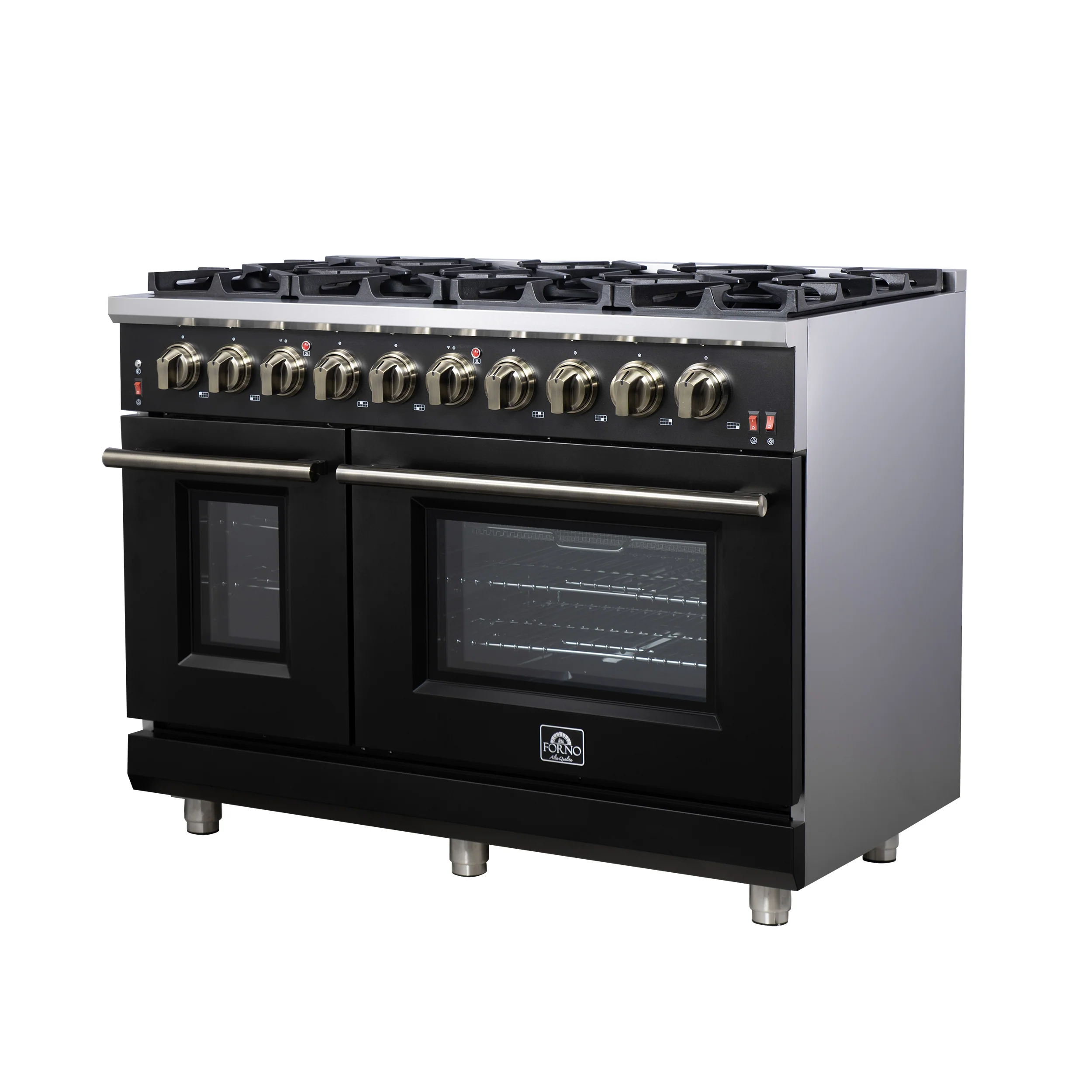 Forno Massimo 48-Inch Black Freestanding Gas Range, 8 Burners, True Convection Oven - Image 7