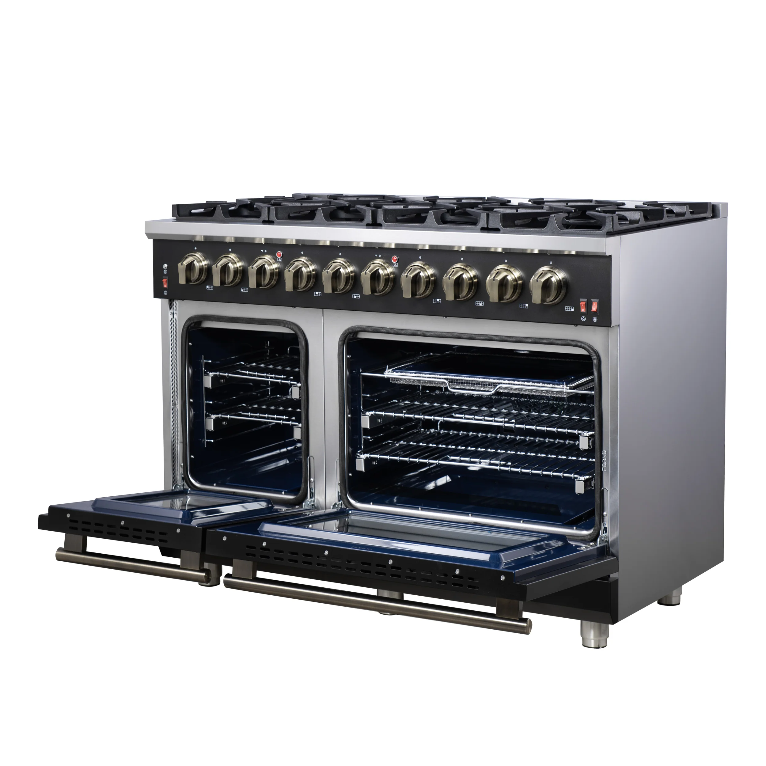 Forno Massimo 48-Inch Black Freestanding Gas Range, 8 Burners, True Convection Oven - Image 8