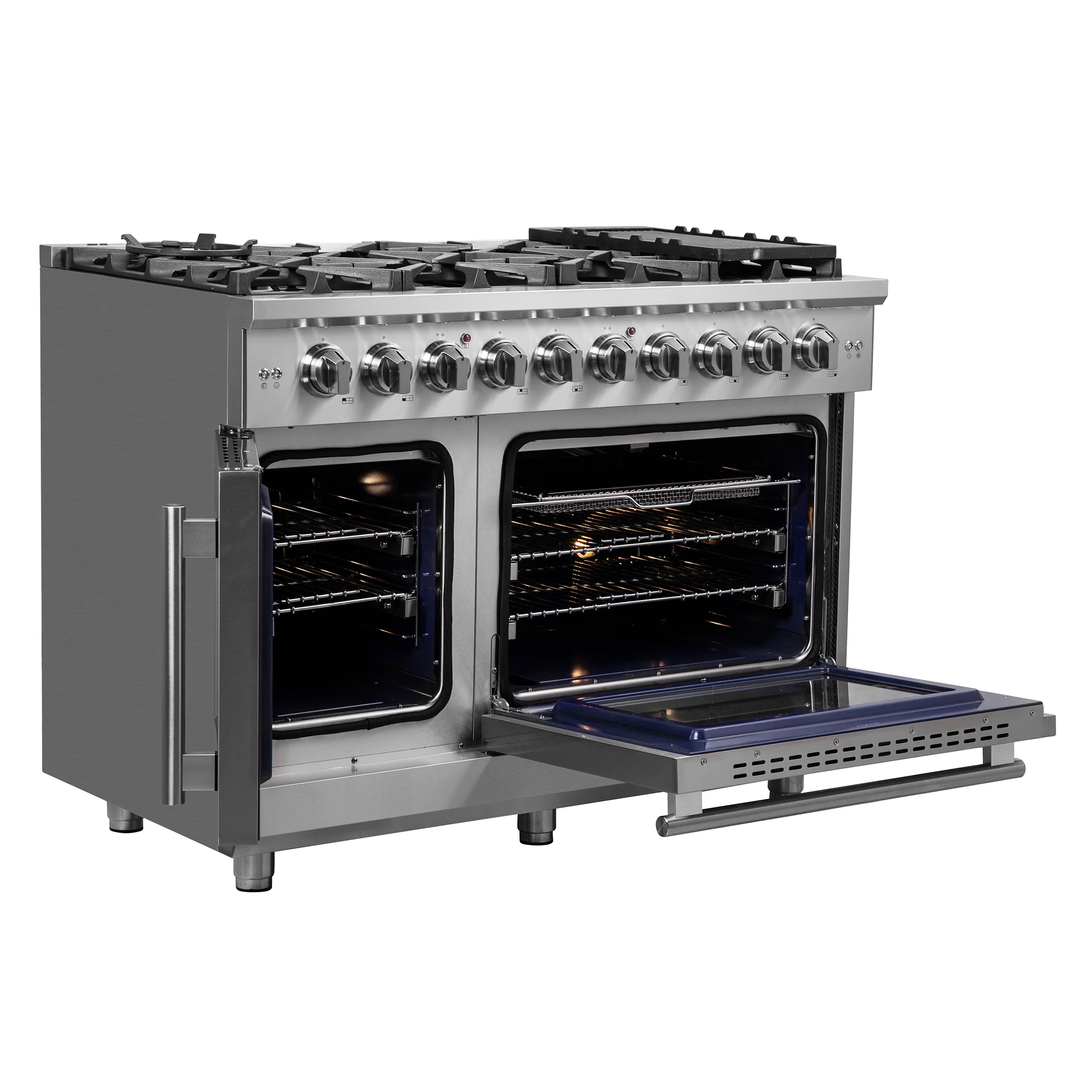 Forno Massimo 48-Inch Freestanding French Door Gas Range, 8 Burners, Convection Oven, Energy Efficient - Image 4