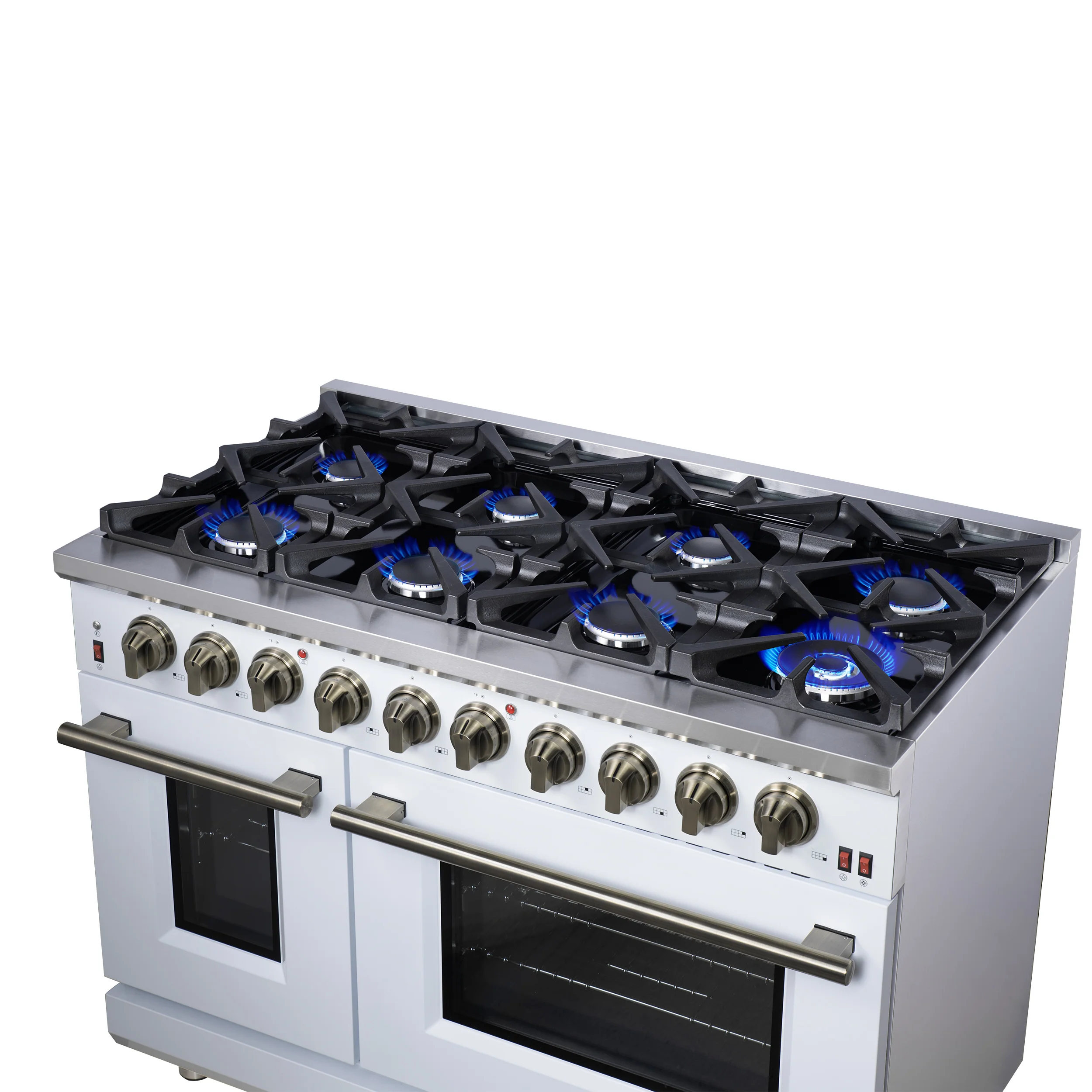 Forno Massimo 48-Inch White Freestanding Gas Range, 8 Burners, True Convection Oven - Image 13