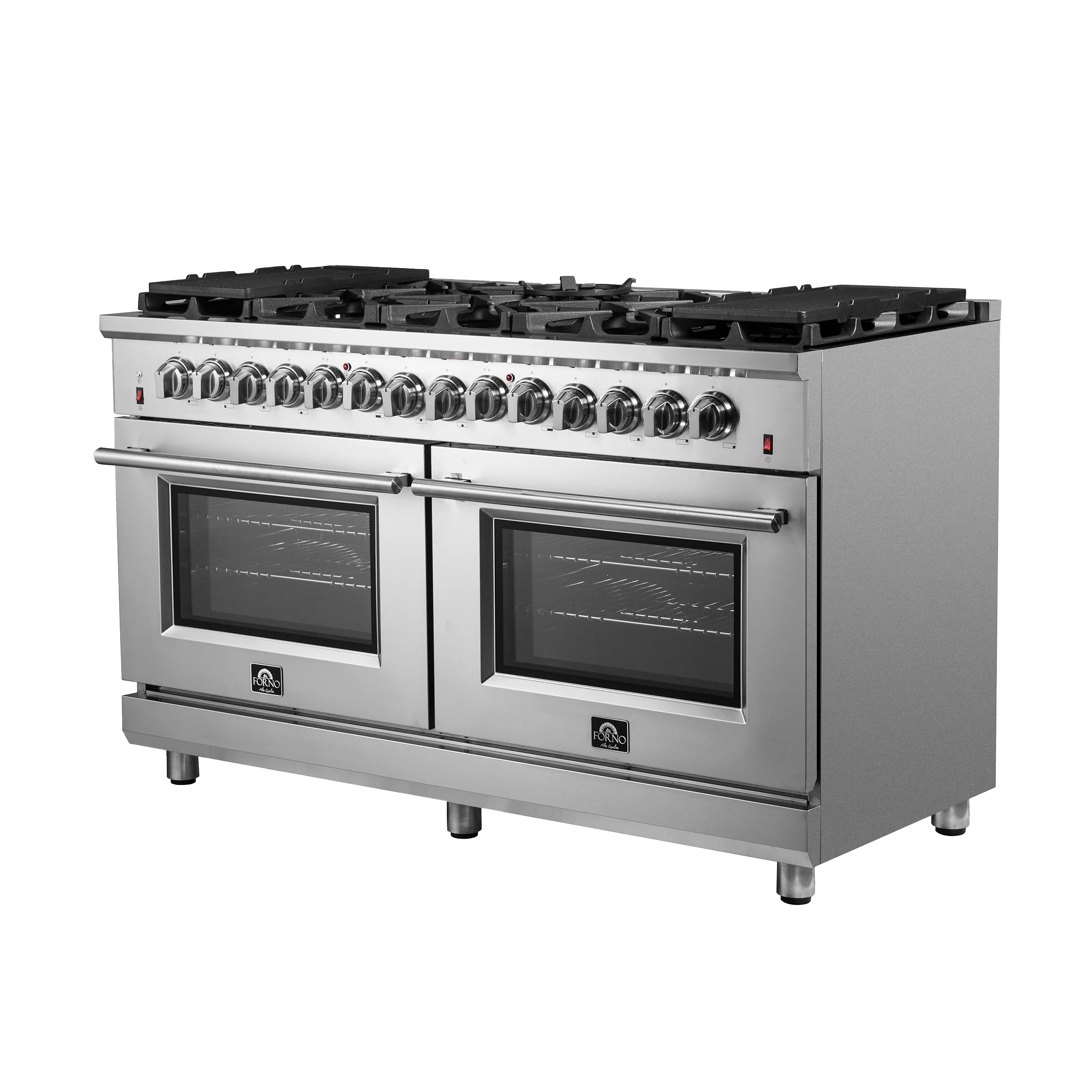 Forno Massimo 60-Inch Freestanding Dual Fuel Range, 10 Burners, Double Convection Ovens - Image 4