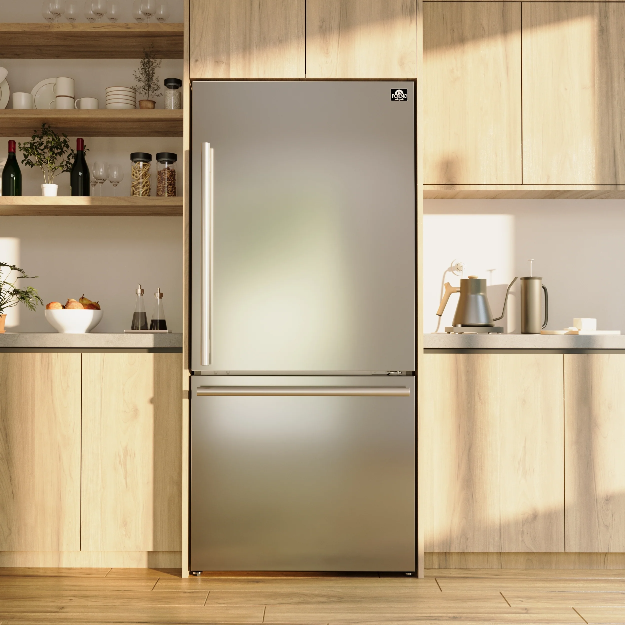 Forno Milano Espresso 31-Inch Bottom Freezer Refrigerator, Stainless Steel, 17.2 cu.ft Capacity, Right Swing Door, Energy Efficient - Image 15