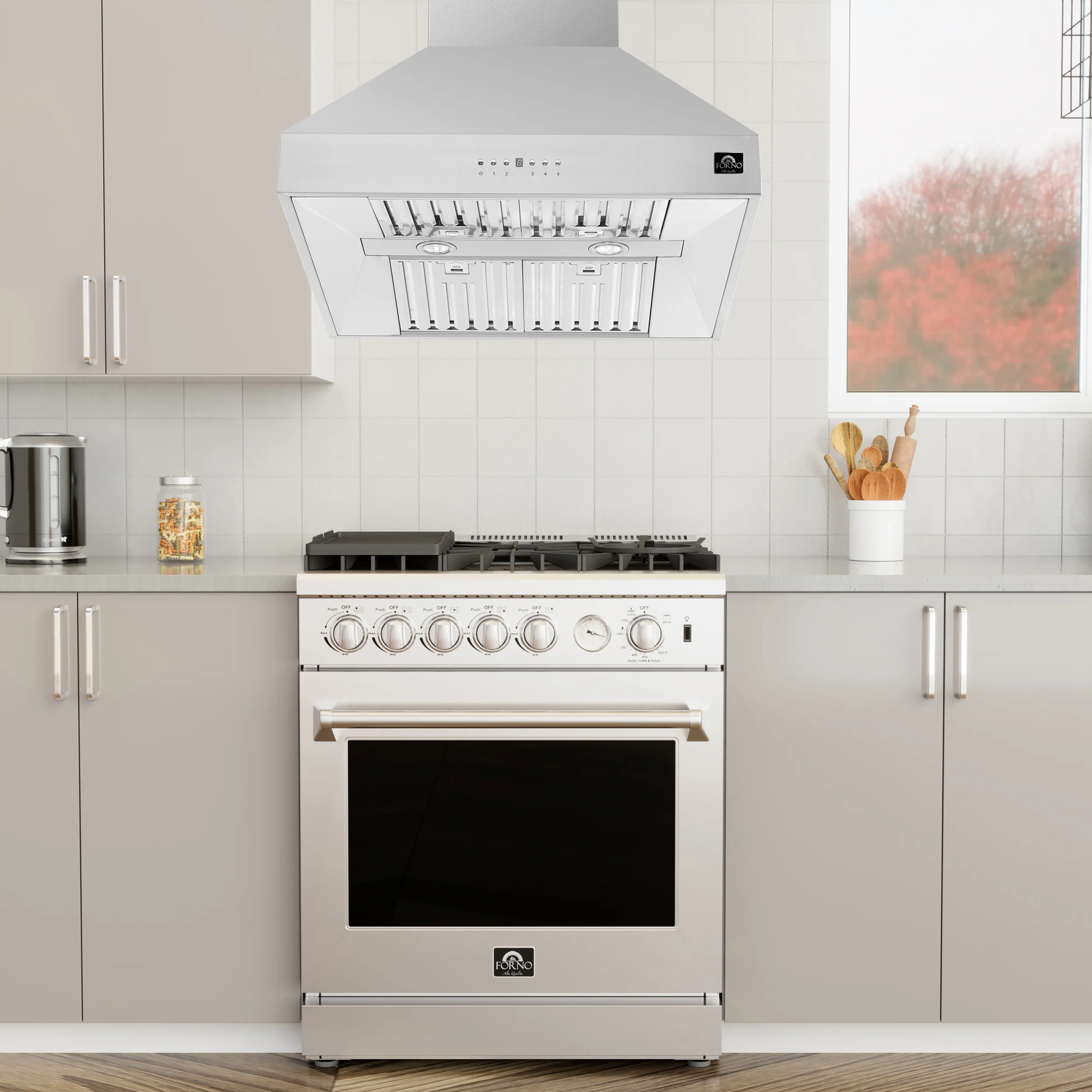 Forno Orvieto 30-Inch Wall Mount Range Hood, LED Lighting, Heavy Duty, Stainless Steel - Image 7