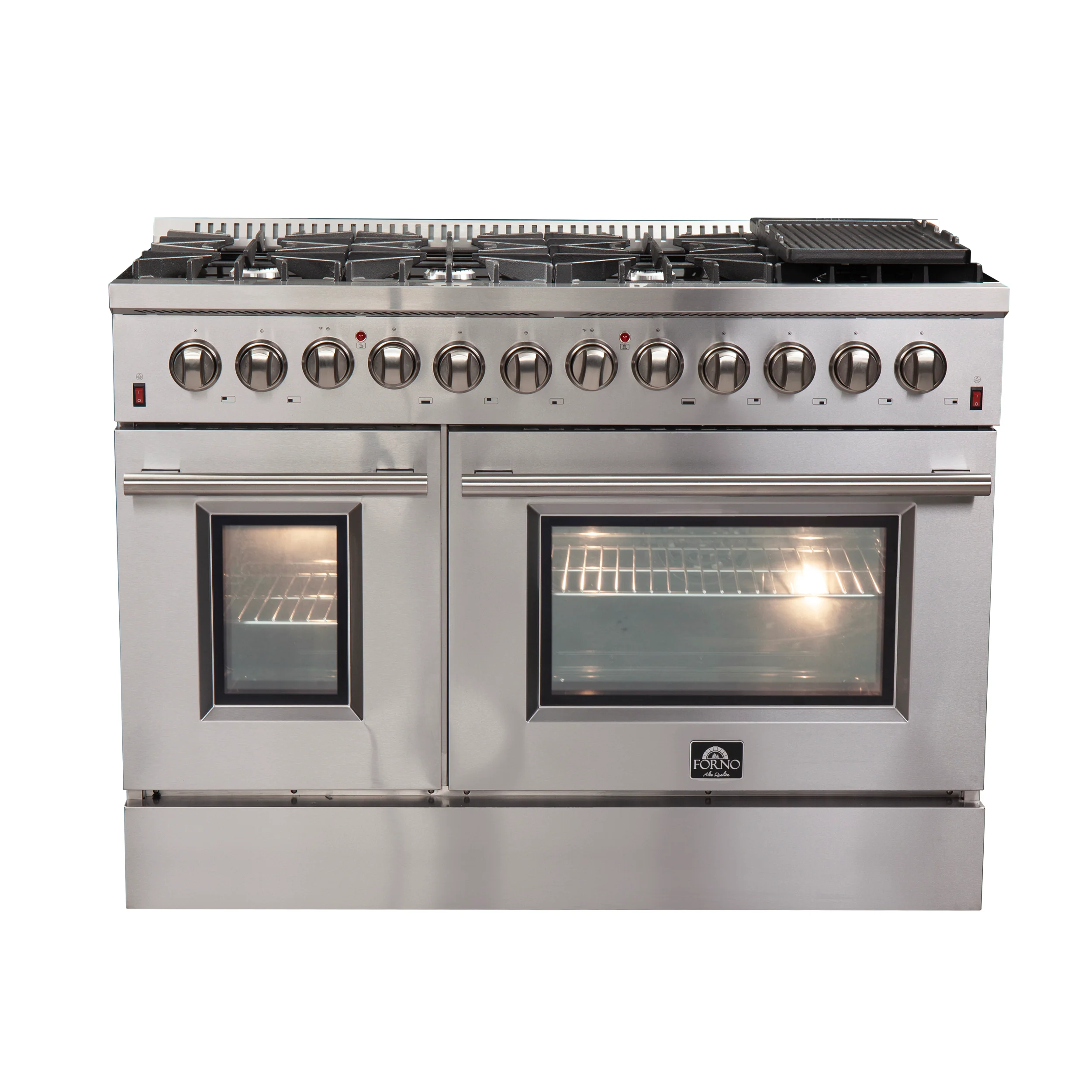 FORNO Premium 2-Piece Kitchen Bundle - Galiano 48" Stainless Steel Dual Fuel Range, Forno Maderno 2-28 " Wide Units with Decorative Trim - FBDL-017-03CAUS - Image 2