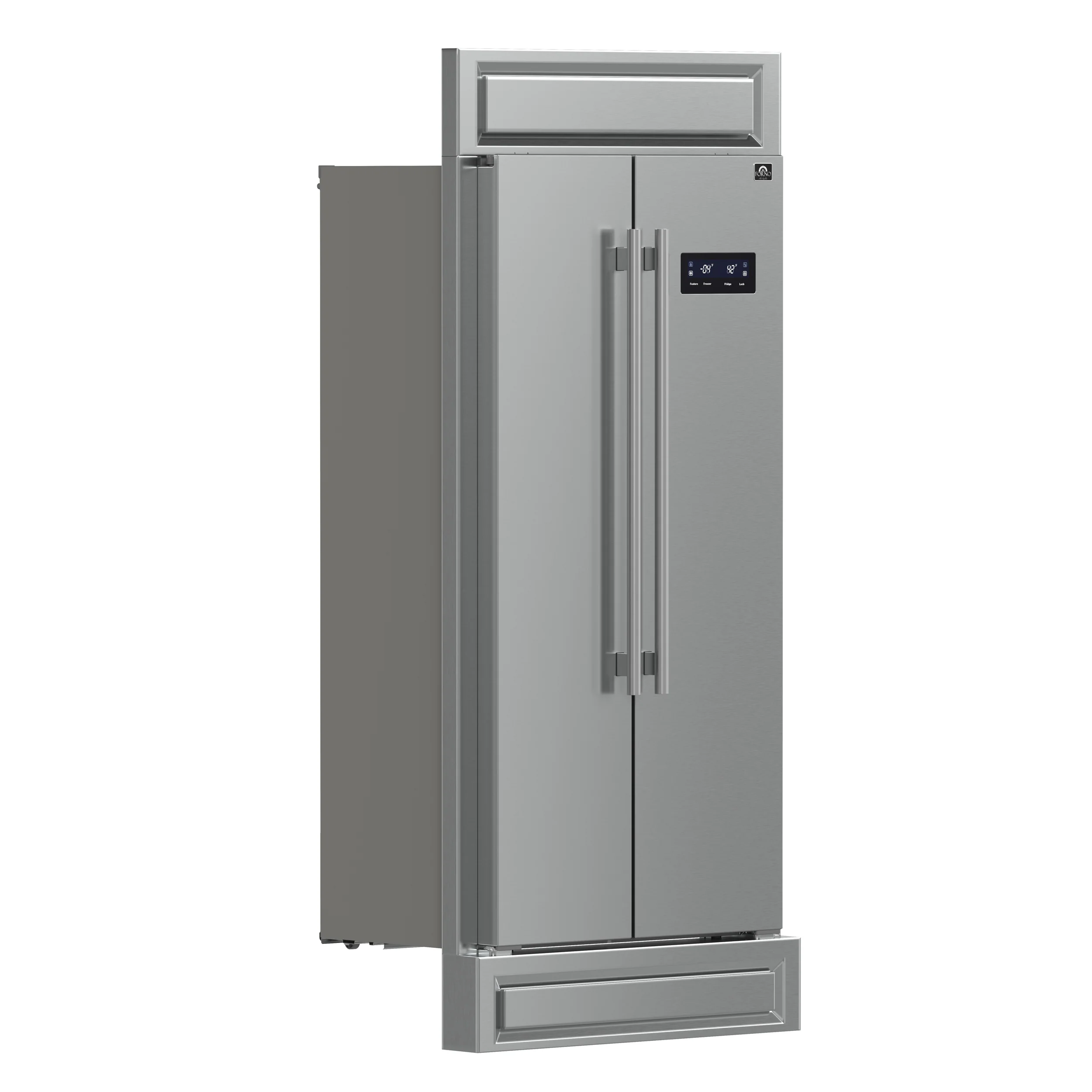 Forno Salerno 37-Inch Built-In Stainless Steel Refrigerator, 15.6 cu.ft, Modern Decorative Grill, ENERGY STAR Certified - Image 4