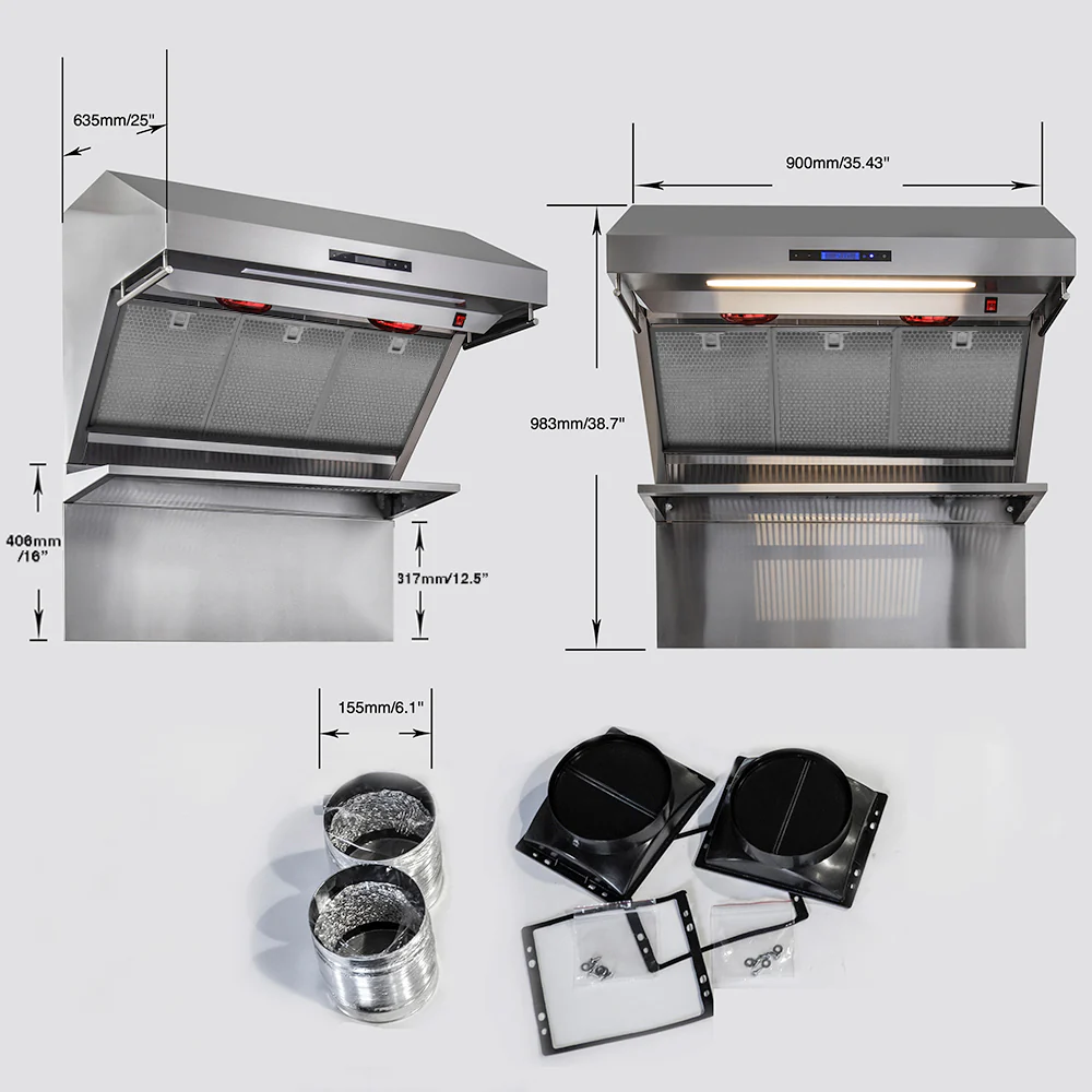 Forno Savona 36-Inch Wall Mount Range Hood, Hybrid Filters, Backsplash Included - Image 5
