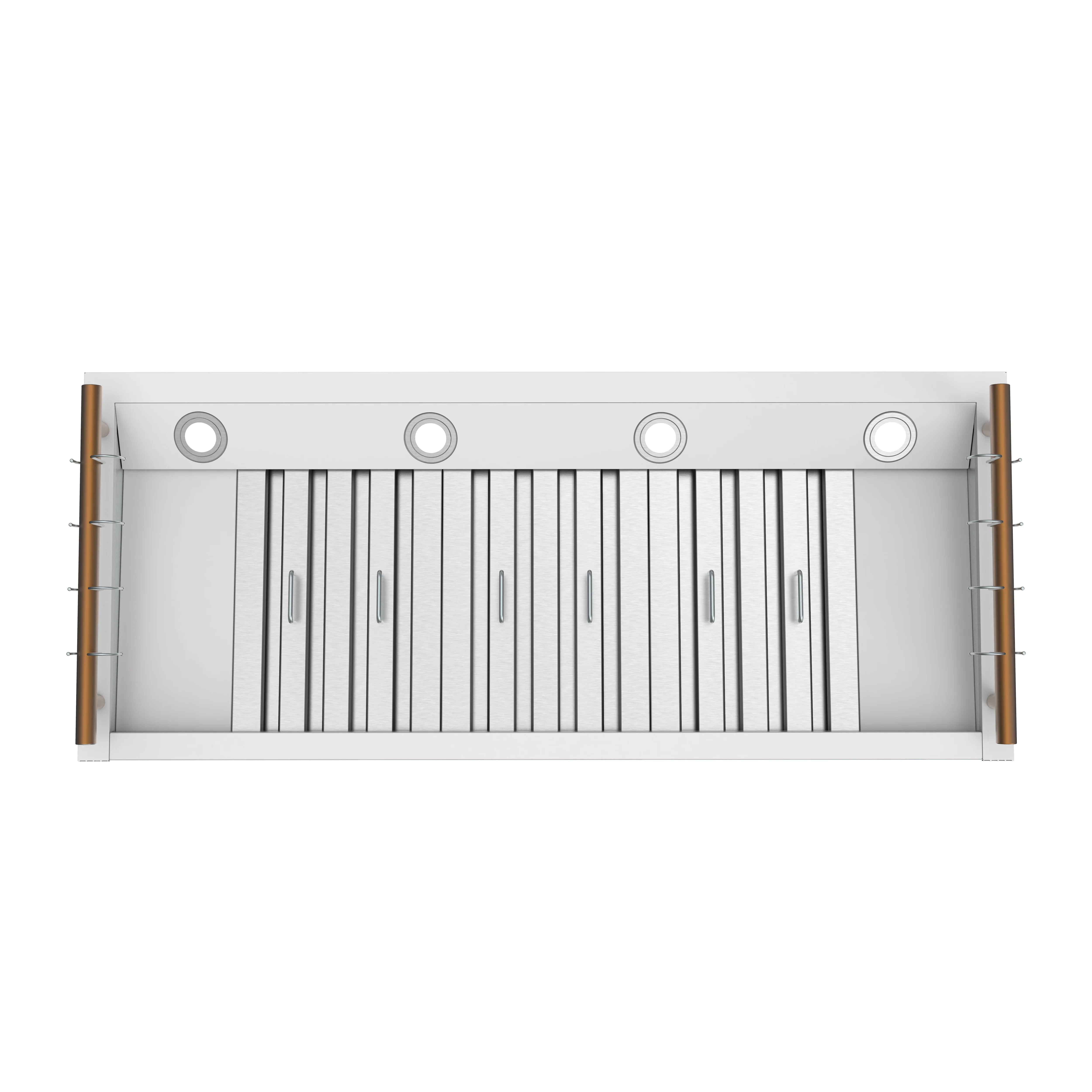 Forno Venezia 48 Inch Wall-Mounted Range Hood in White with Antique Brass Accessories, Touch Controls and Baffle Filters - Image 9