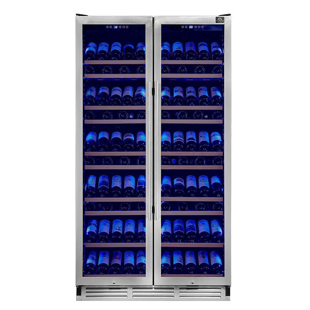 Forno Vernazza 40-Inch Side-by-Side Dual Zone Wine Cellar, 25.07 cu.ft Capacity, Stainless Steel, Temperature Control, UV-Protected Glass Door, Wooden Shelves - Image 2
