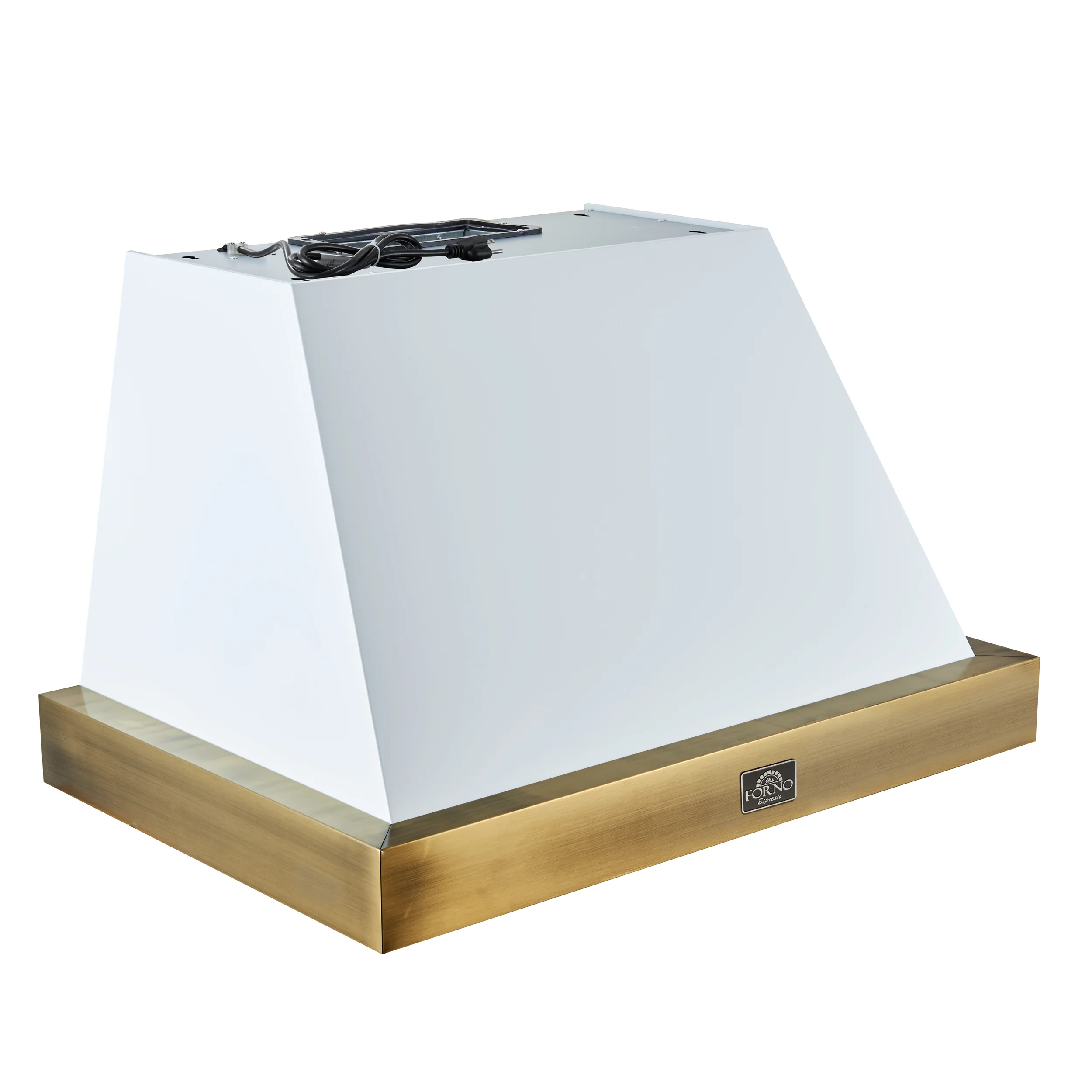Forno Vittorio 36-Inch Wall Mount Range Hood, White with Antique Brass Trim, 600 CFM Airflow, Dishwasher-Safe Baffle Filters, Remote Control, 3-Speed Fan, Bright LED Lighting. - Image 4