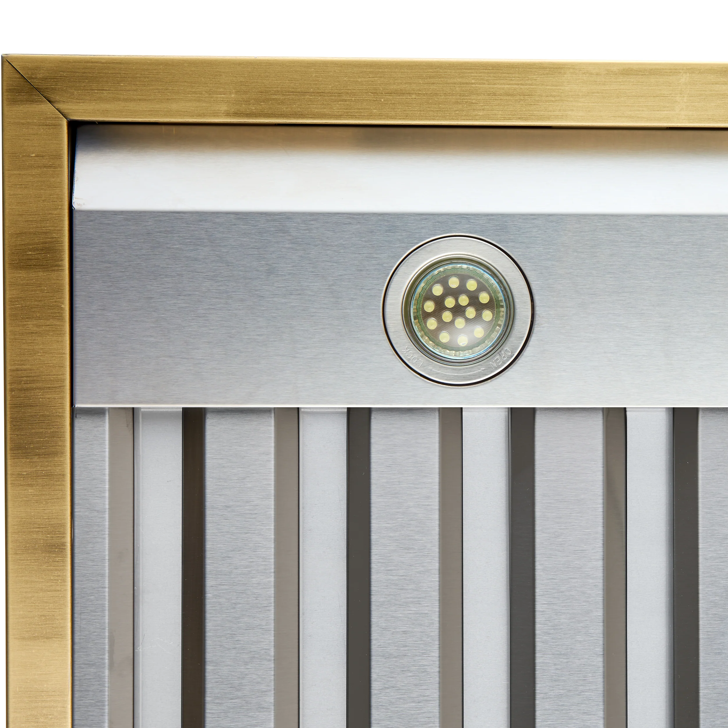 Forno Vittorio 36-Inch Wall Mount Range Hood, White with Antique Brass Trim, 600 CFM Airflow, Dishwasher-Safe Baffle Filters, Remote Control, 3-Speed Fan, Bright LED Lighting. - Image 6