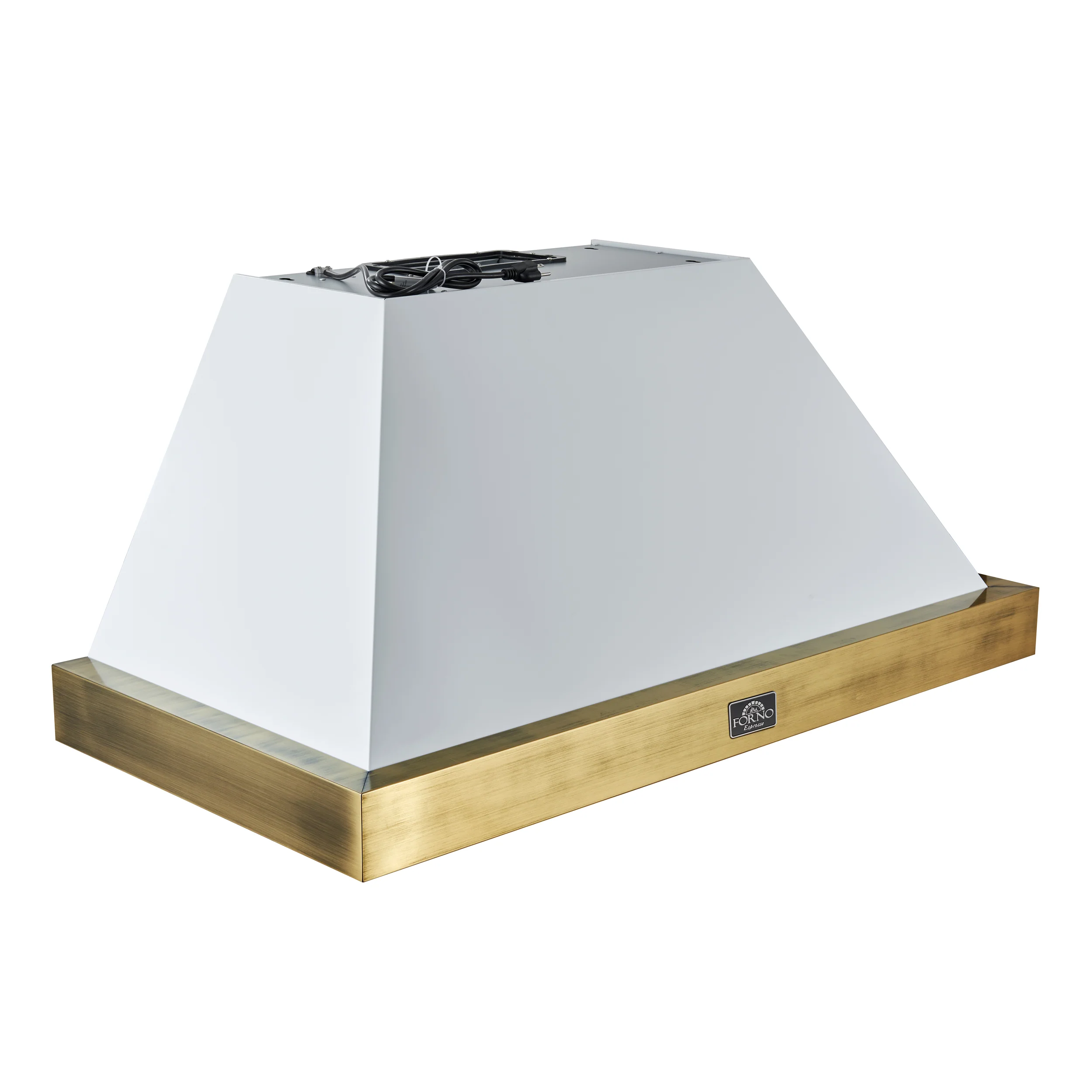 Forno Vittorio 48-Inch Wall Mount Range Hood, White with Antique Brass Trim, 600 CFM Airflow, Dishwasher-Safe Baffle Filters, Remote Control, 3-Speed Fan, Bright LED Lighting - Image 4