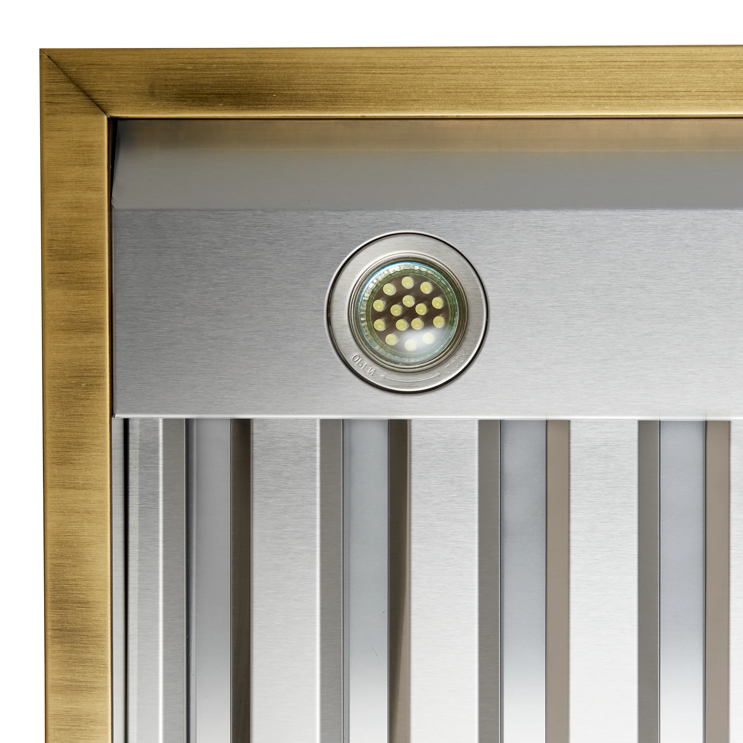 Forno Vittorio 48-Inch Wall Mount Range Hood, White with Antique Brass Trim, 600 CFM Airflow, Dishwasher-Safe Baffle Filters, Remote Control, 3-Speed Fan, Bright LED Lighting - Image 6