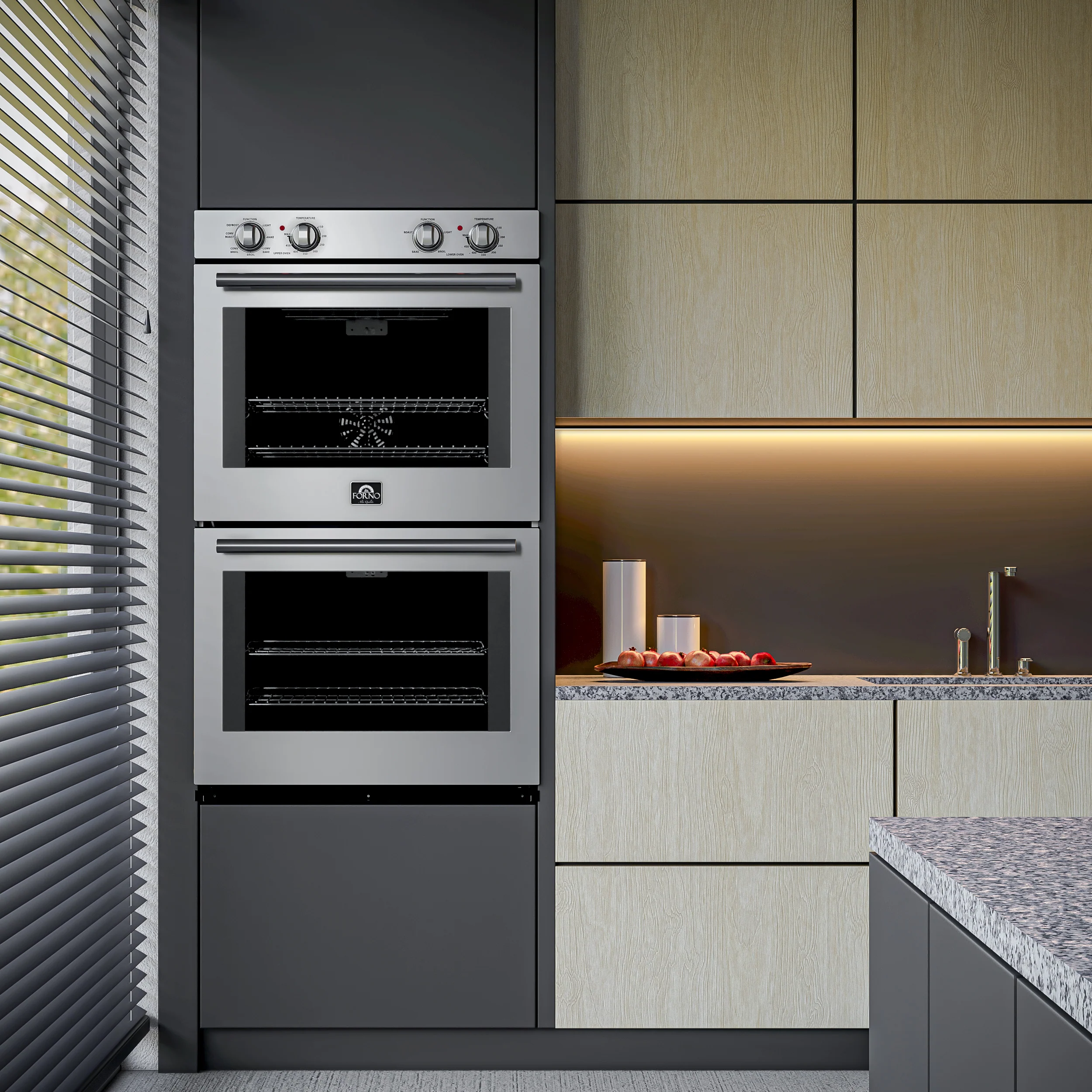 Forno Vomero 30-Inch Double Wall Oven, Stainless Steel, 10 cu.ft Total Capacity, 7100W Convection, Mechanical Controls, Self-Cleaning Function - Image 11