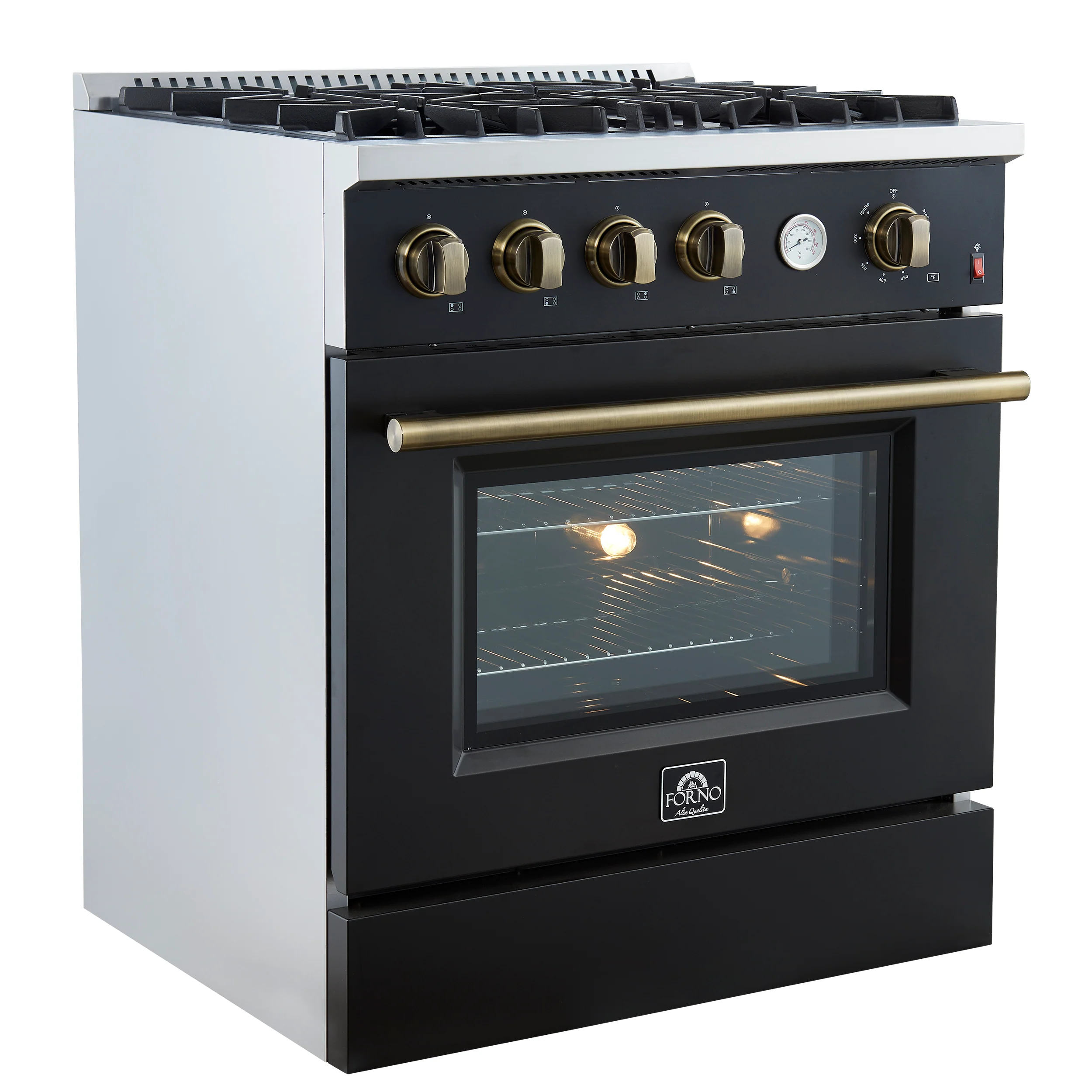 Marco 30-inch Gas Range Black & Antique Brass Design, 4 Burners 37,000 BTU, 4.32 cu.ft. Convection Oven - Image 6