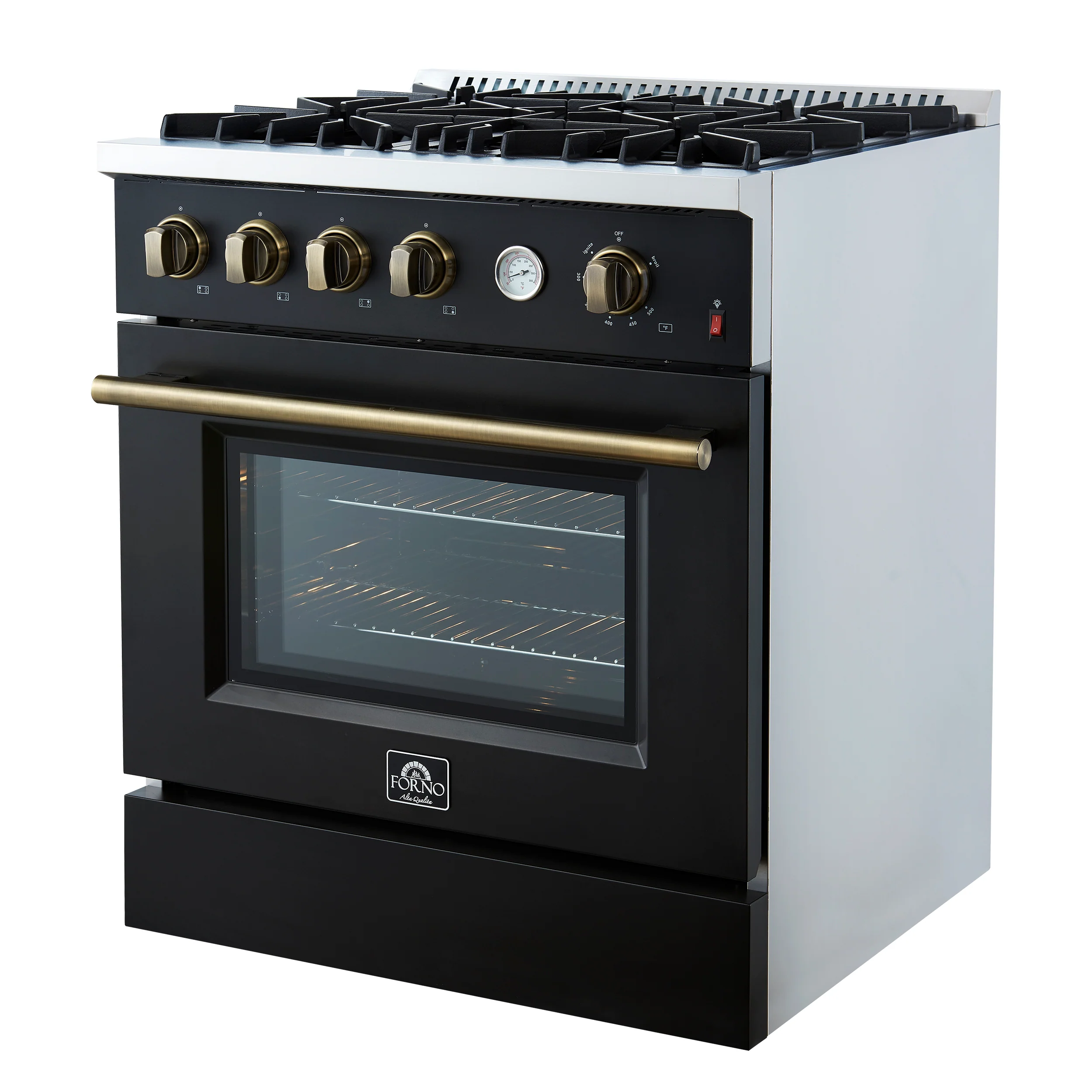 Marco 30-inch Gas Range Black & Antique Brass Design, 4 Burners 37,000 BTU, 4.32 cu.ft. Convection Oven - Image 8