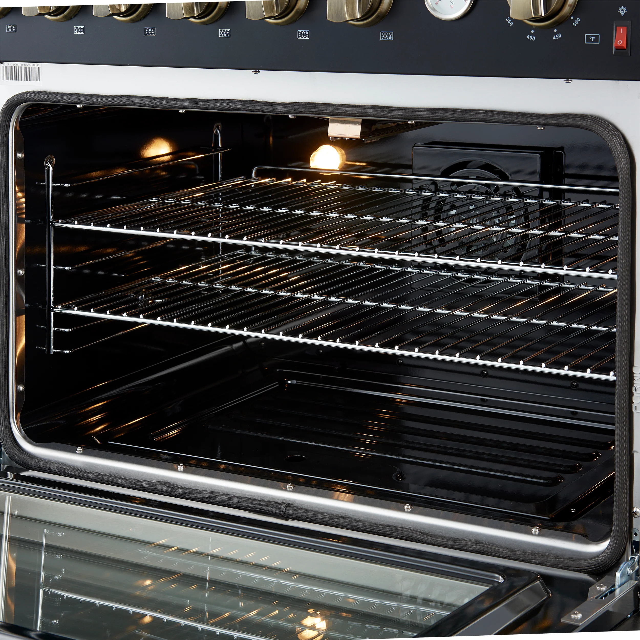 Marco 36-Inch Gas Range Black & Antique Brass Design, 6 Burners 67,000 BTU, 5.36 cu.ft. Convection Oven - Image 10