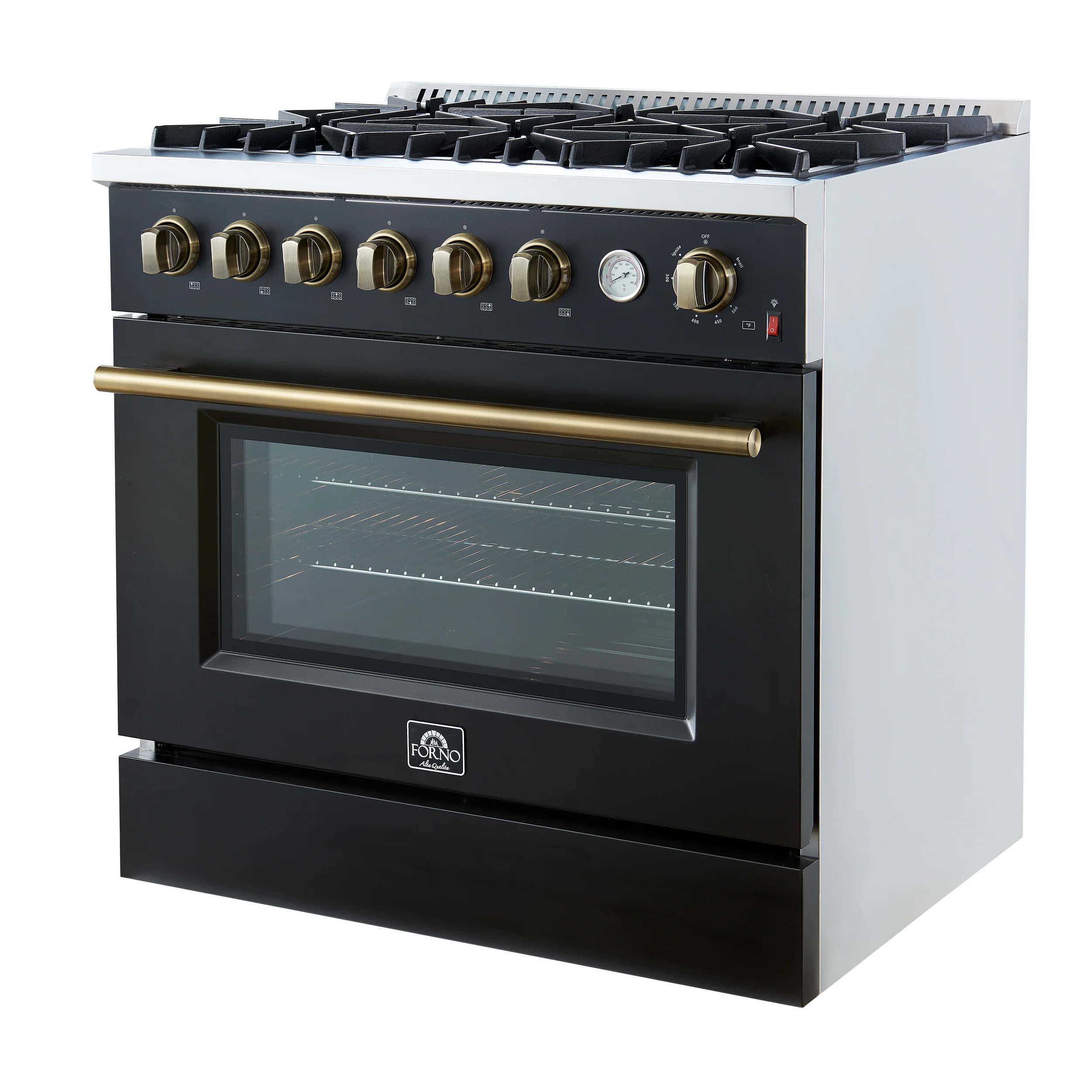 Marco 36-Inch Gas Range Black & Antique Brass Design, 6 Burners 67,000 BTU, 5.36 cu.ft. Convection Oven - Image 9