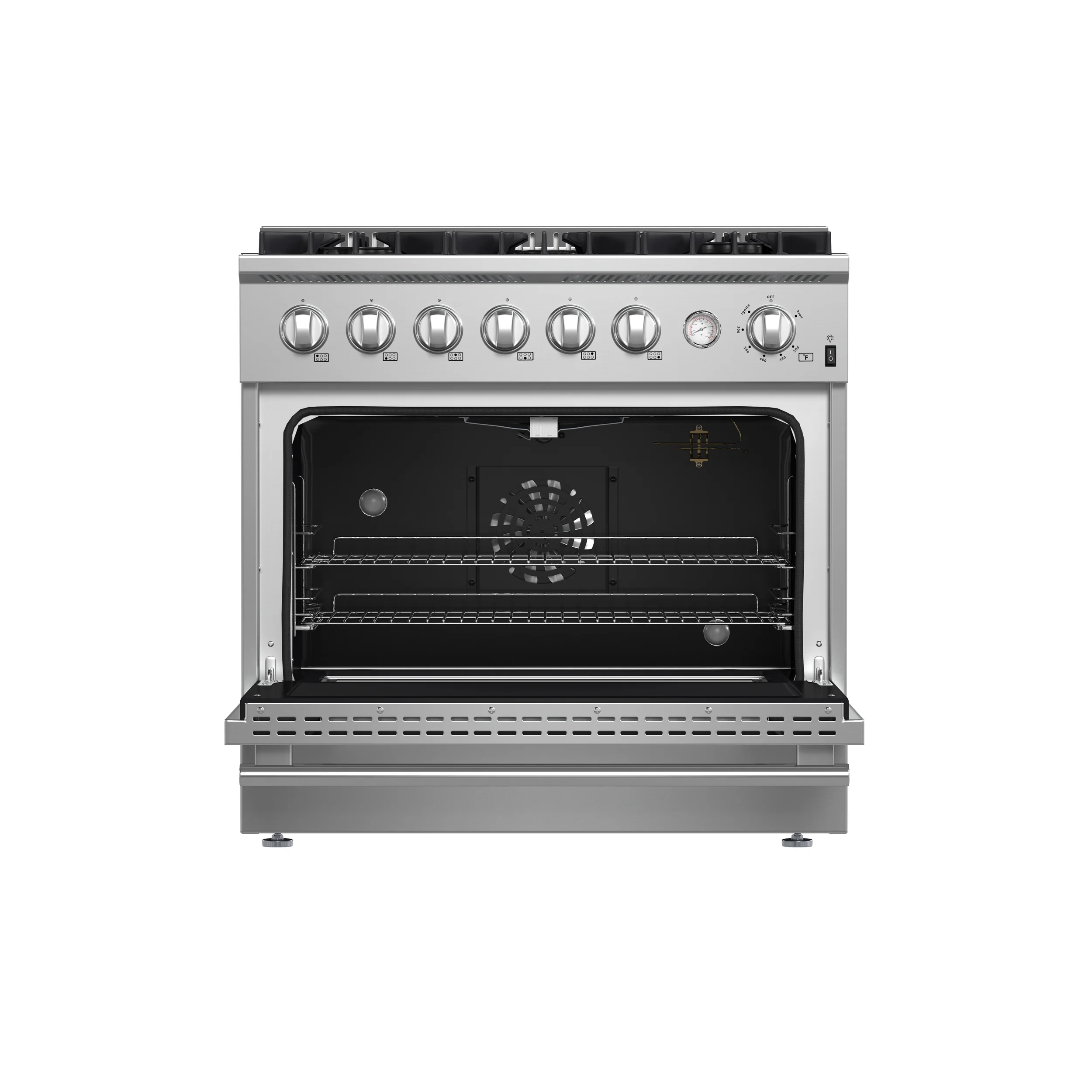 Marco 36-Inch Gas Range Stainless Steel, 6 Burners 67,000 BTU, 5.36 cu.ft. Convection Oven - Image 2