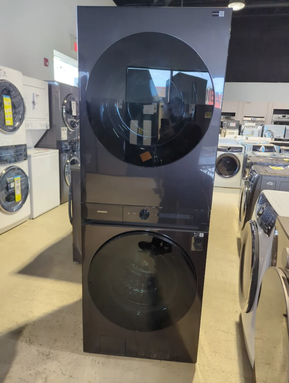 WH46DBH100EV - LAUNDRY CENTERS - Samsung - Stacked Washer/Dryer - Electric - Black Stainless Steel - Open Box - Image 2