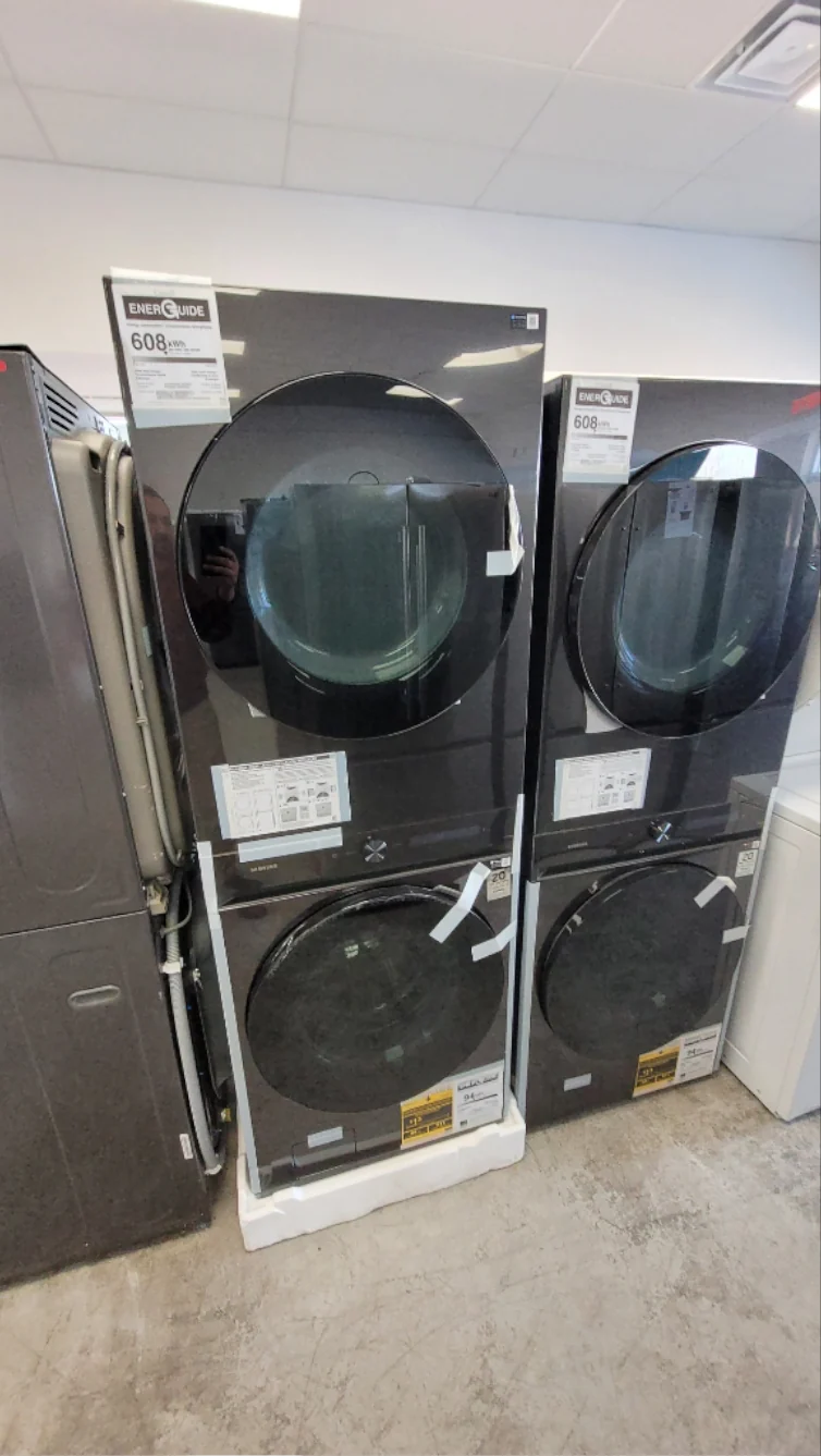 WH46DBH100EV - LAUNDRY CENTERS - Samsung - Stacked Washer/Dryer - Electric - Black Stainless Steel - Open Box - Image 2