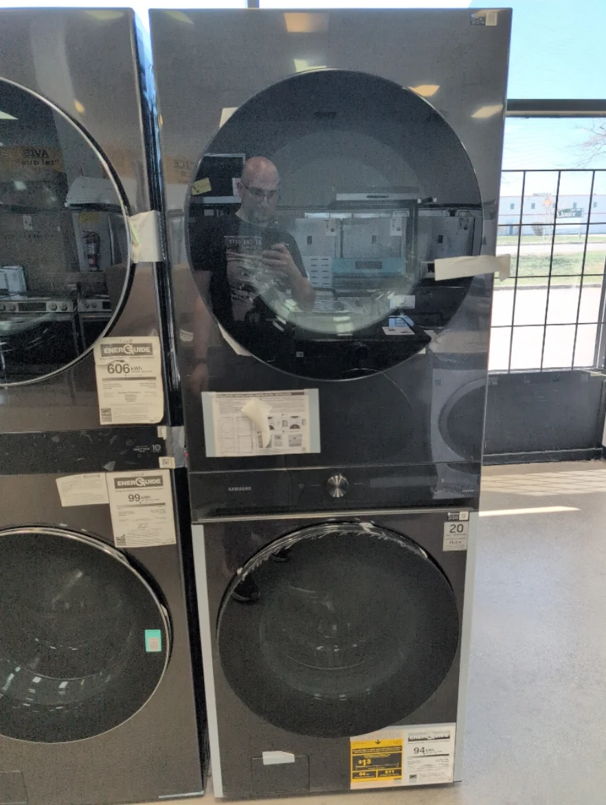 WH46DBH100EV - LAUNDRY CENTERS - Samsung - Stacked Washer/Dryer - Electric - Black Stainless Steel - Open Box - Image 2