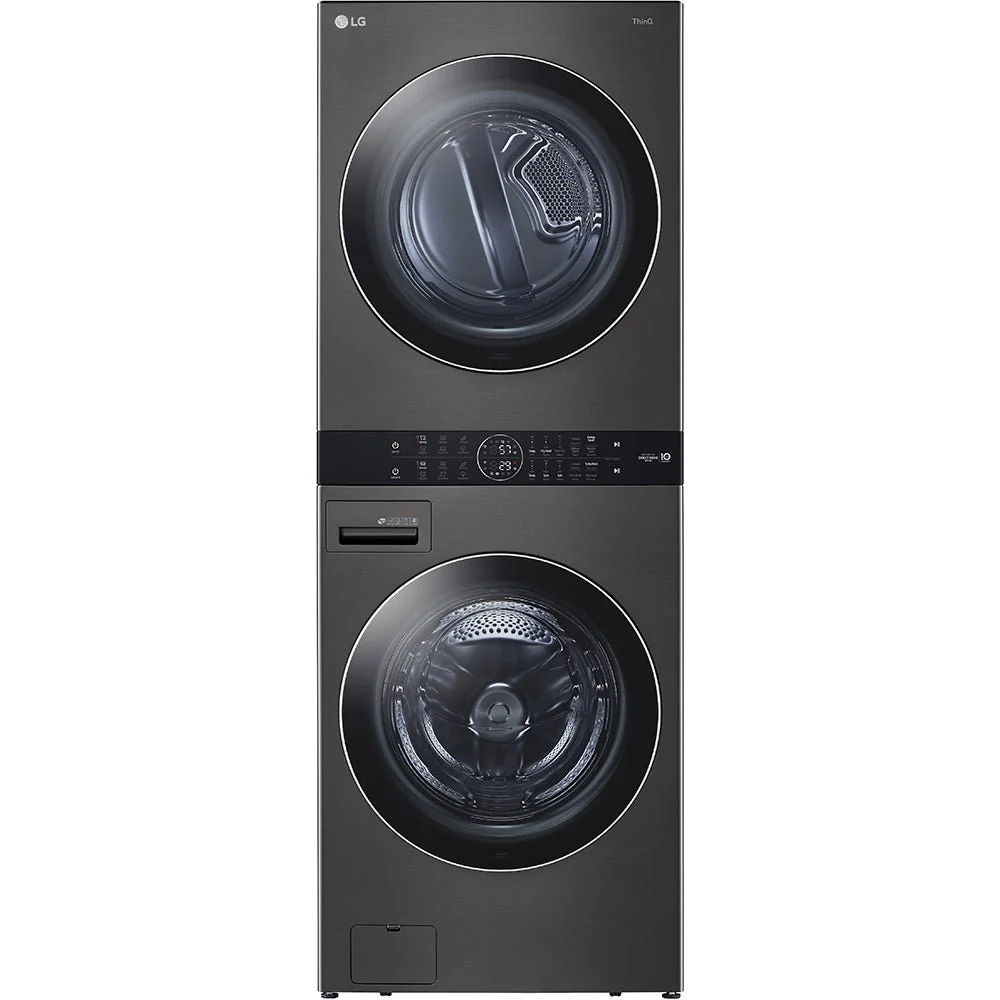WKEX200HBA - LAUNDRY CENTERS - LG - Stacked Washer/Dryer - Electric - Black Stainless Steel - Open Box