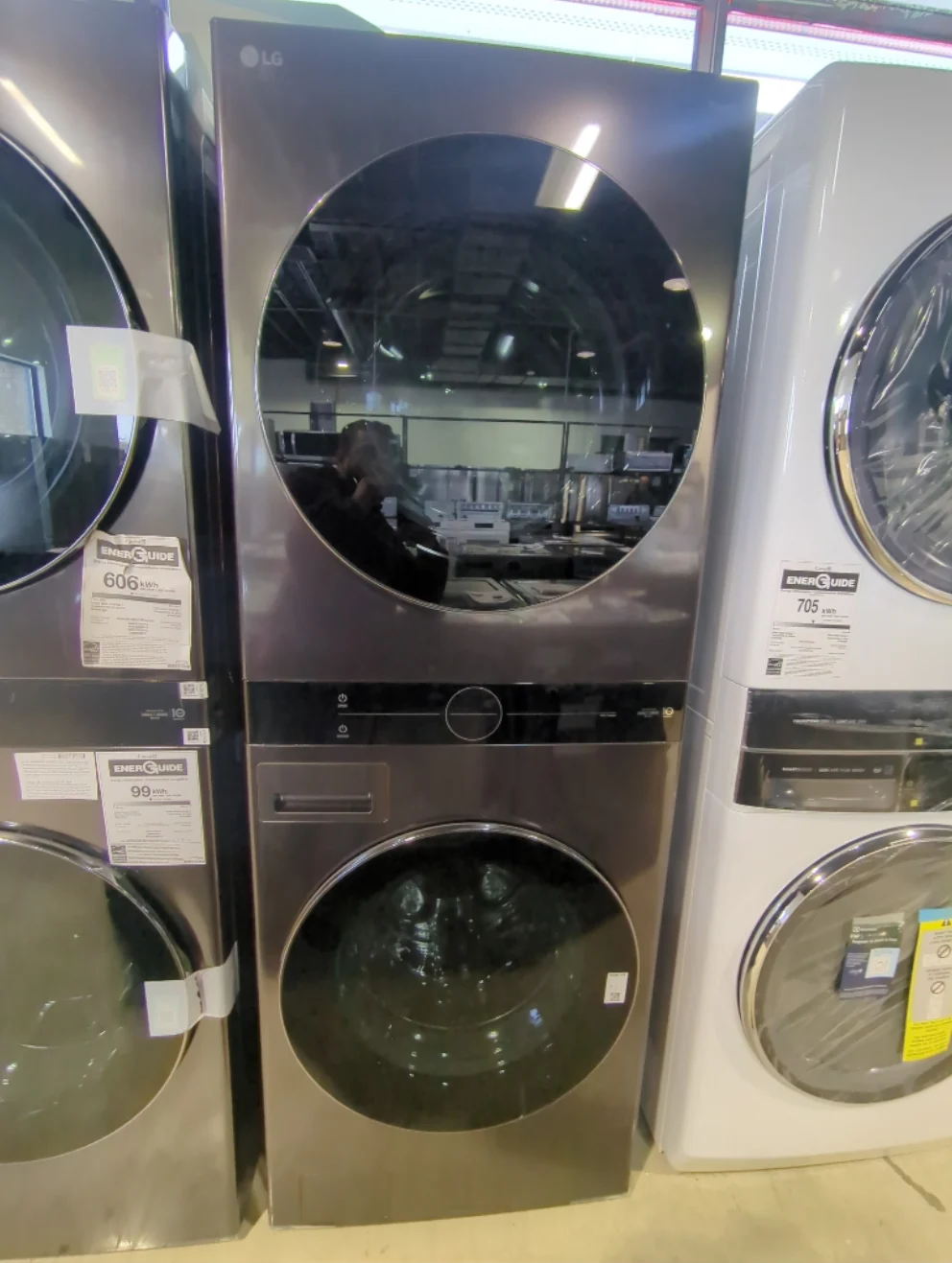 WKEX200HBA - LAUNDRY CENTERS - LG - Stacked Washer/Dryer - Electric - Black Stainless Steel - Open Box - Image 2
