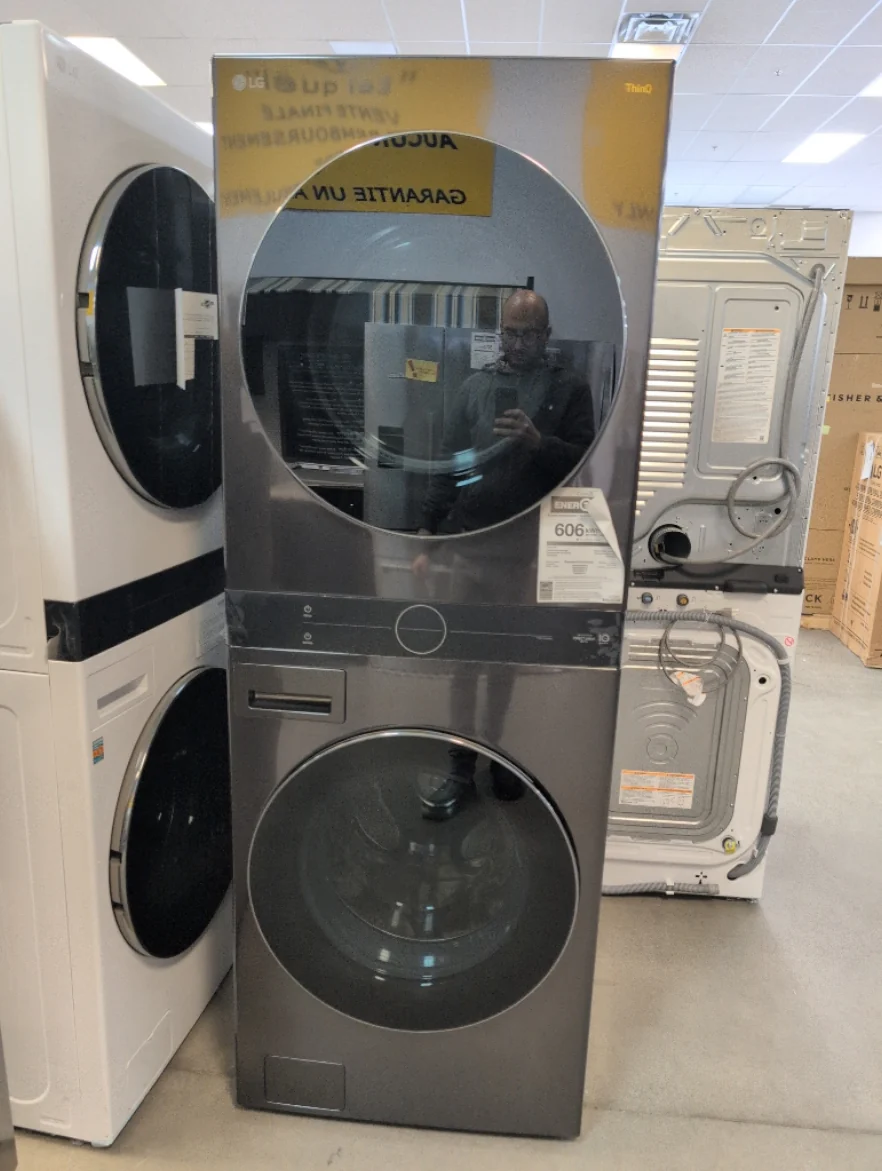 WKEX200HBA - LAUNDRY CENTERS - LG - Stacked Washer/Dryer - Electric - Black Stainless Steel - Open Box - Image 2