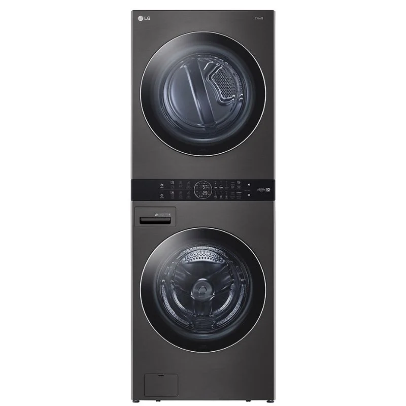 WKEX200HBA - LAUNDRY CENTERS - LG - Stacked Washer/Dryer - Electric - Black Stainless Steel - Open Box