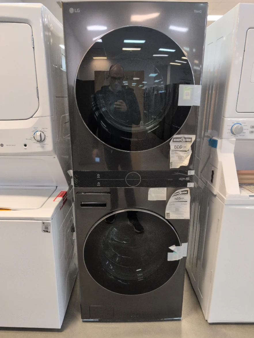 WKEX200HBA - LAUNDRY CENTERS - LG - Stacked Washer/Dryer - Electric - Black Stainless Steel - Open Box - Image 2
