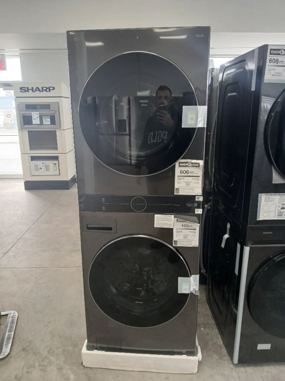 WKEX200HBA - LAUNDRY CENTERS - LG - Stacked Washer/Dryer - Electric - Black Stainless Steel - Open Box - Image 2