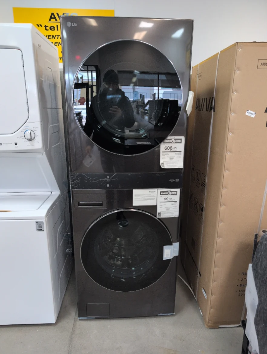 WKEX300HBA - LAUNDRY CENTERS - LG - Stacked Washer/Dryer - Electric - Black Stainless Steel - Open Box - Image 2