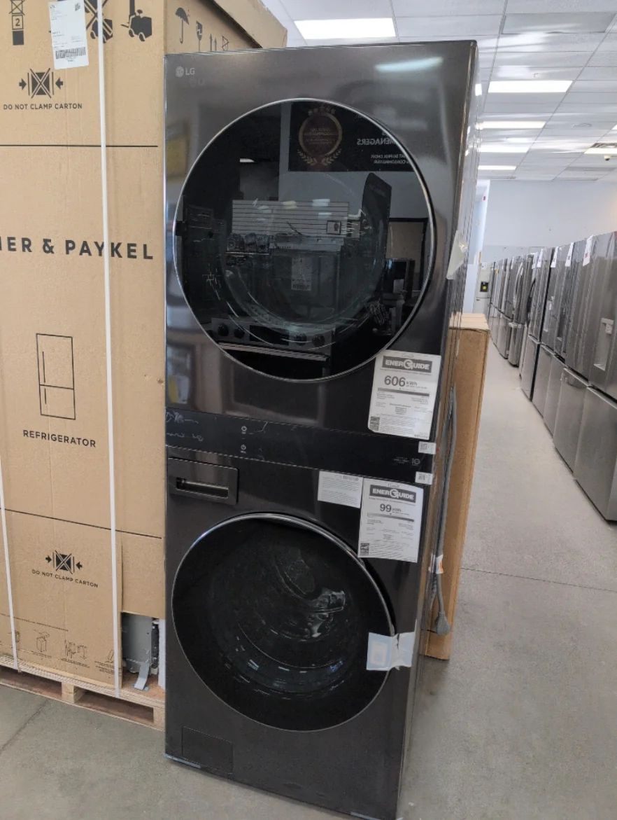 WKEX300HBA - LAUNDRY CENTERS - LG - Stacked Washer/Dryer - Electric - Black Stainless Steel - Open Box - Image 2