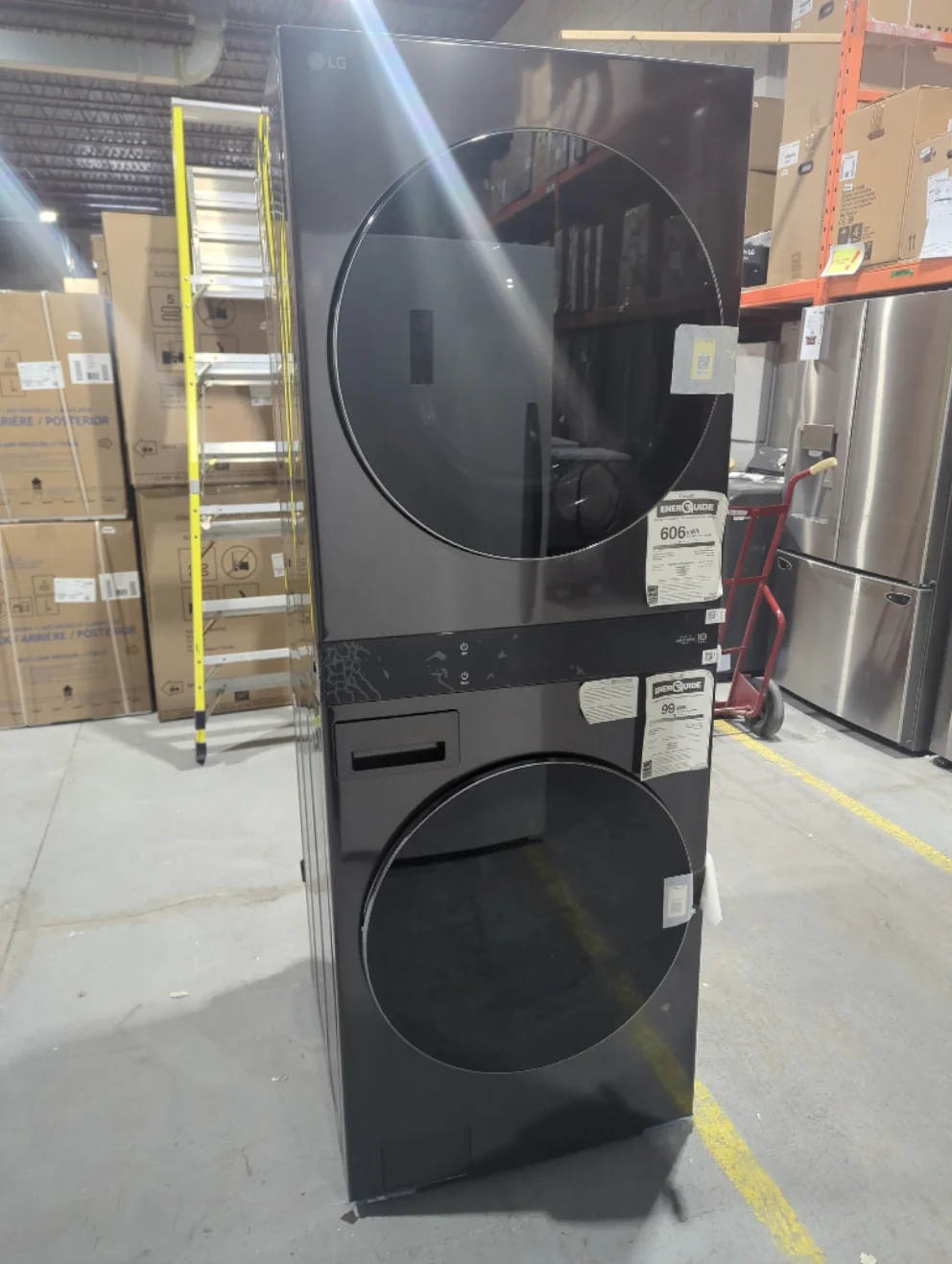 WKEX300HBA - LAUNDRY CENTERS - LG - Stacked Washer/Dryer - Electric - Black Stainless Steel - Open Box - Image 2